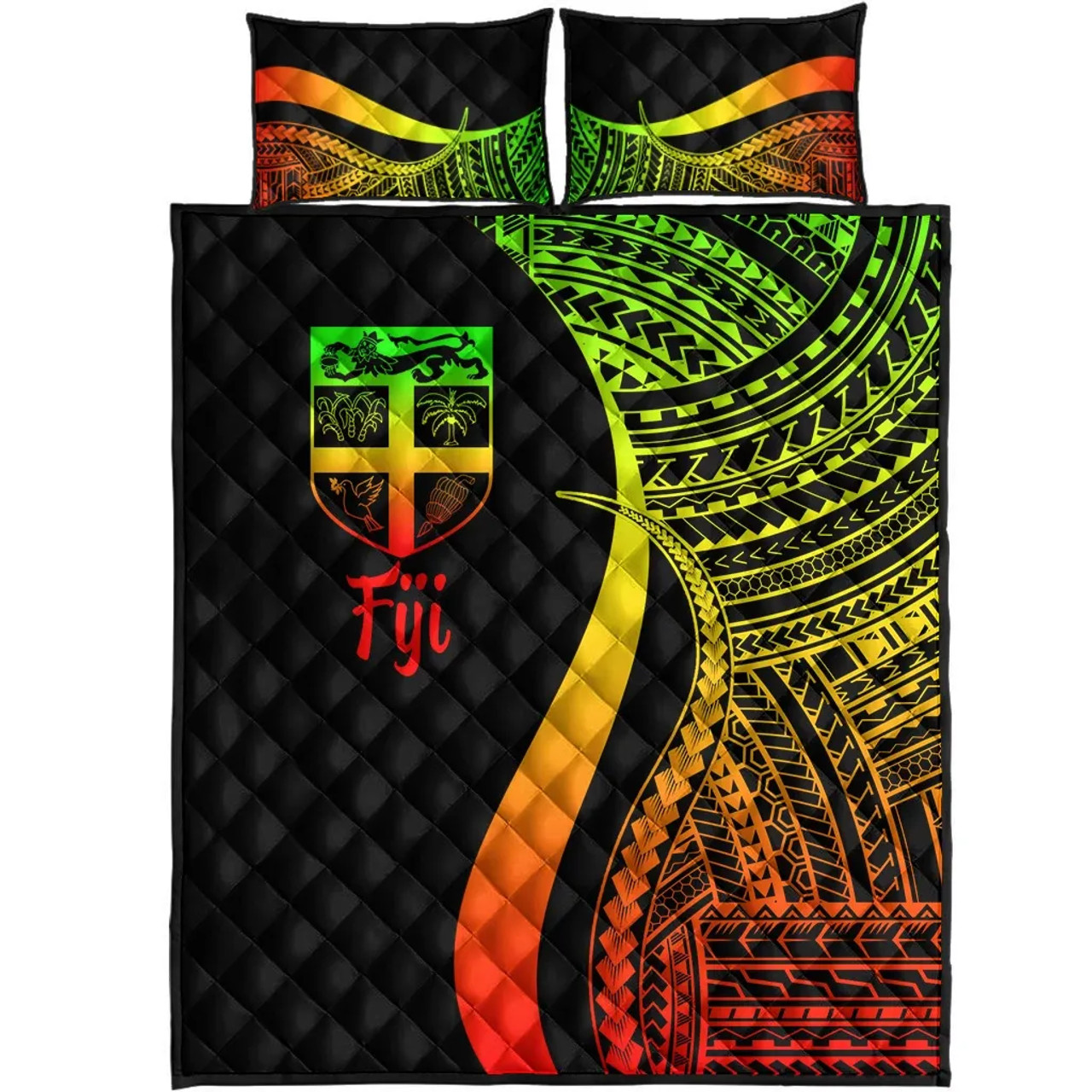 Fiji Quilt Bet Set - Reggae Polynesian Tentacle Tribal Pattern 5