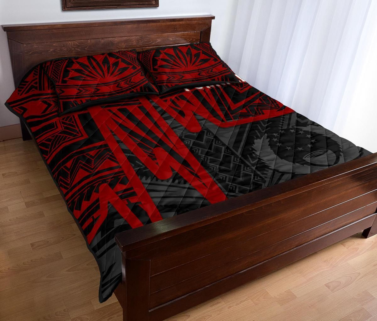 Pohnpei Quilt Bed Set - Pohnpei Seal In Heartbeat Patterns Style (Red) 3