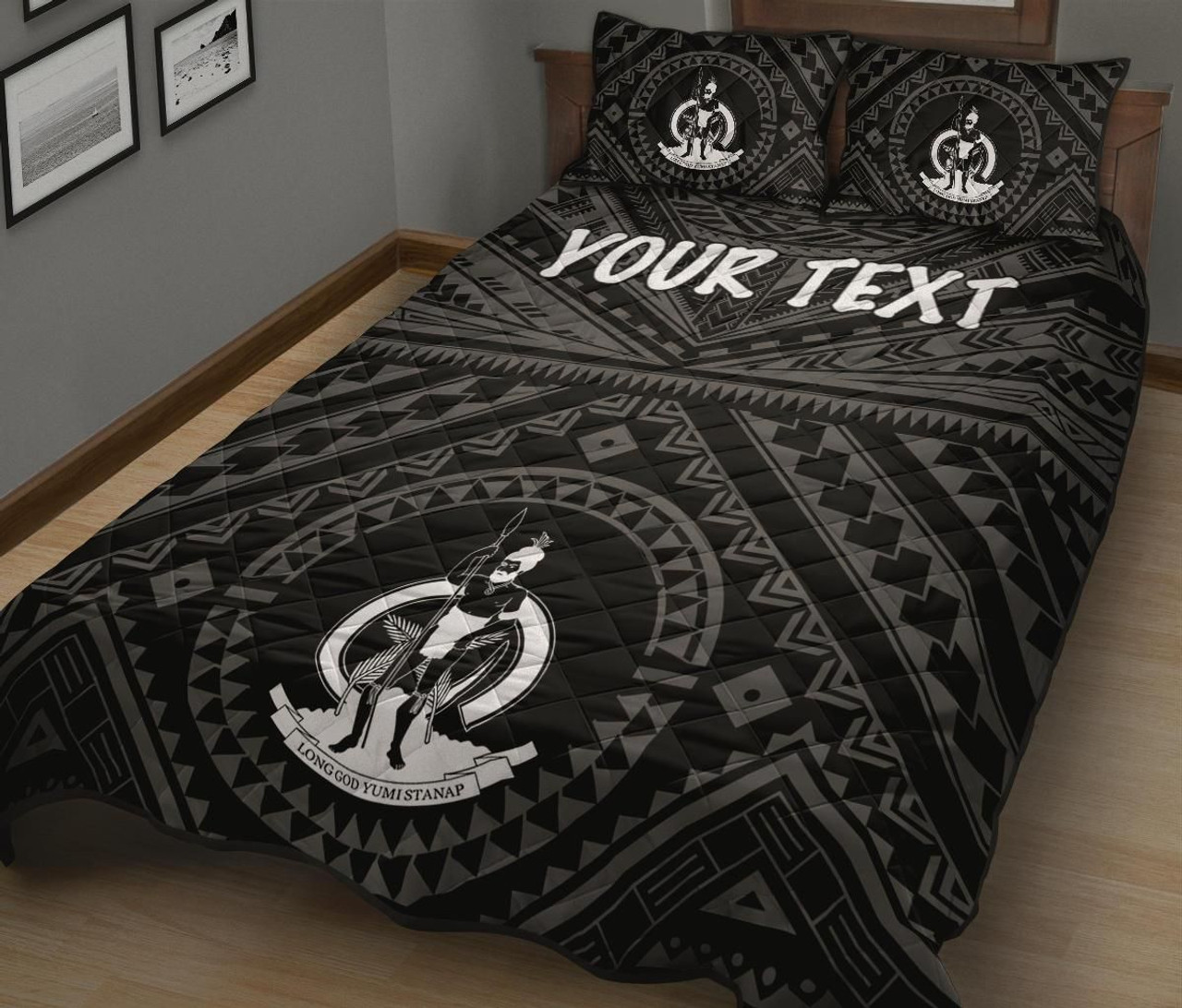 Vanuatu Personalised Quilt Bed Set - Vanuatu Seal With Polynesian Tattoo Style 2