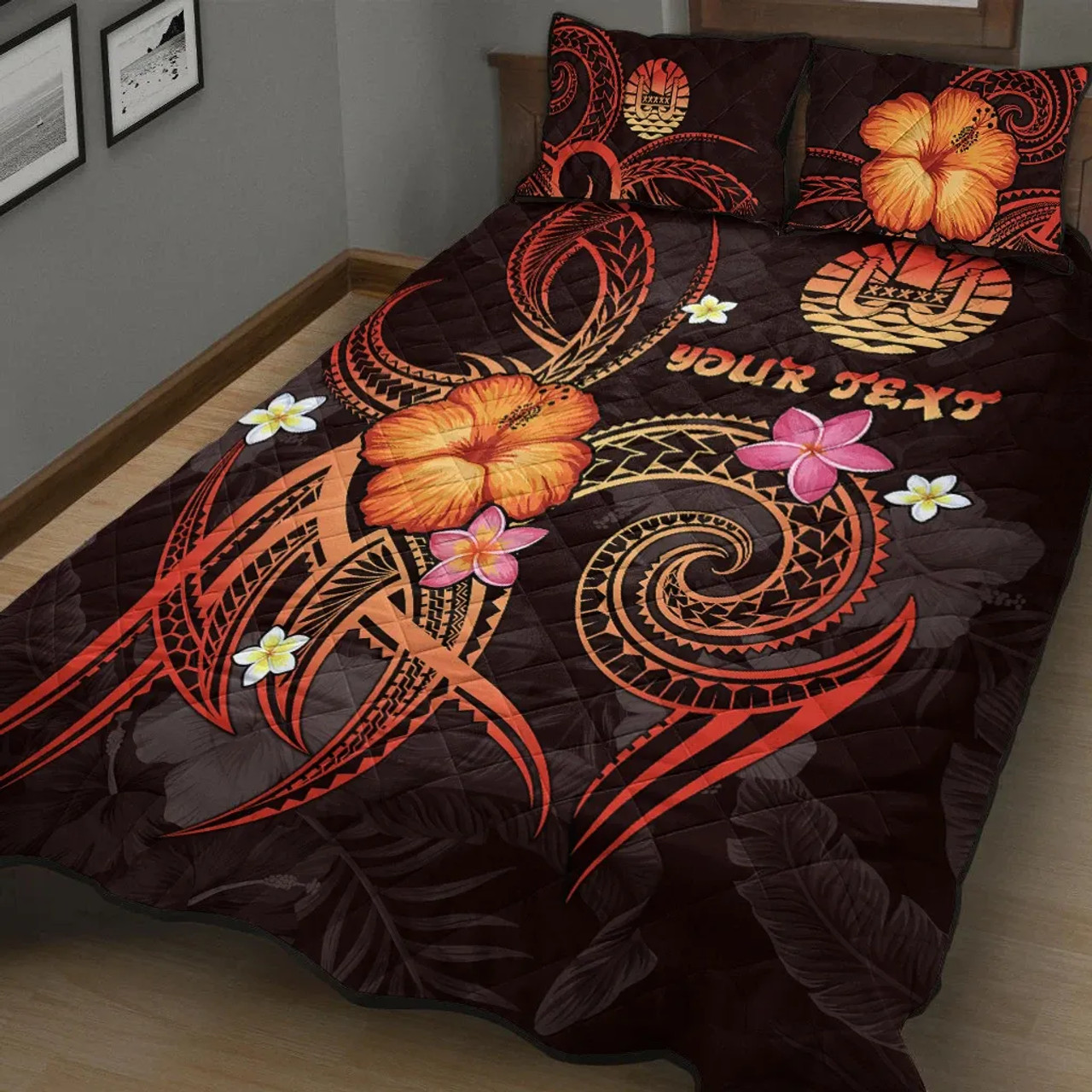 Polynesian Tahiti Personalised Quilt Bed Set - Legend of Tahiti (Red) 3