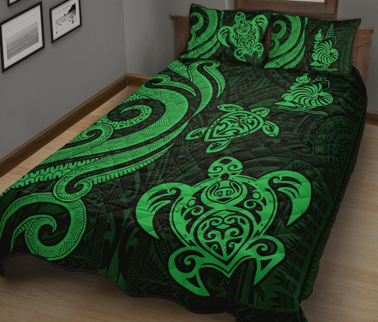 New Caledonia Quilt Bed Set - Green Tentacle Turtle 2