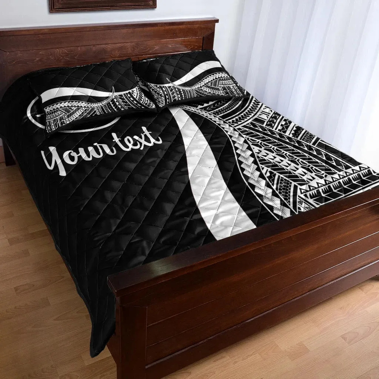 Yap Custom Personalised Quilt Bet Set - White Polynesian Tentacle Tribal Pattern 3