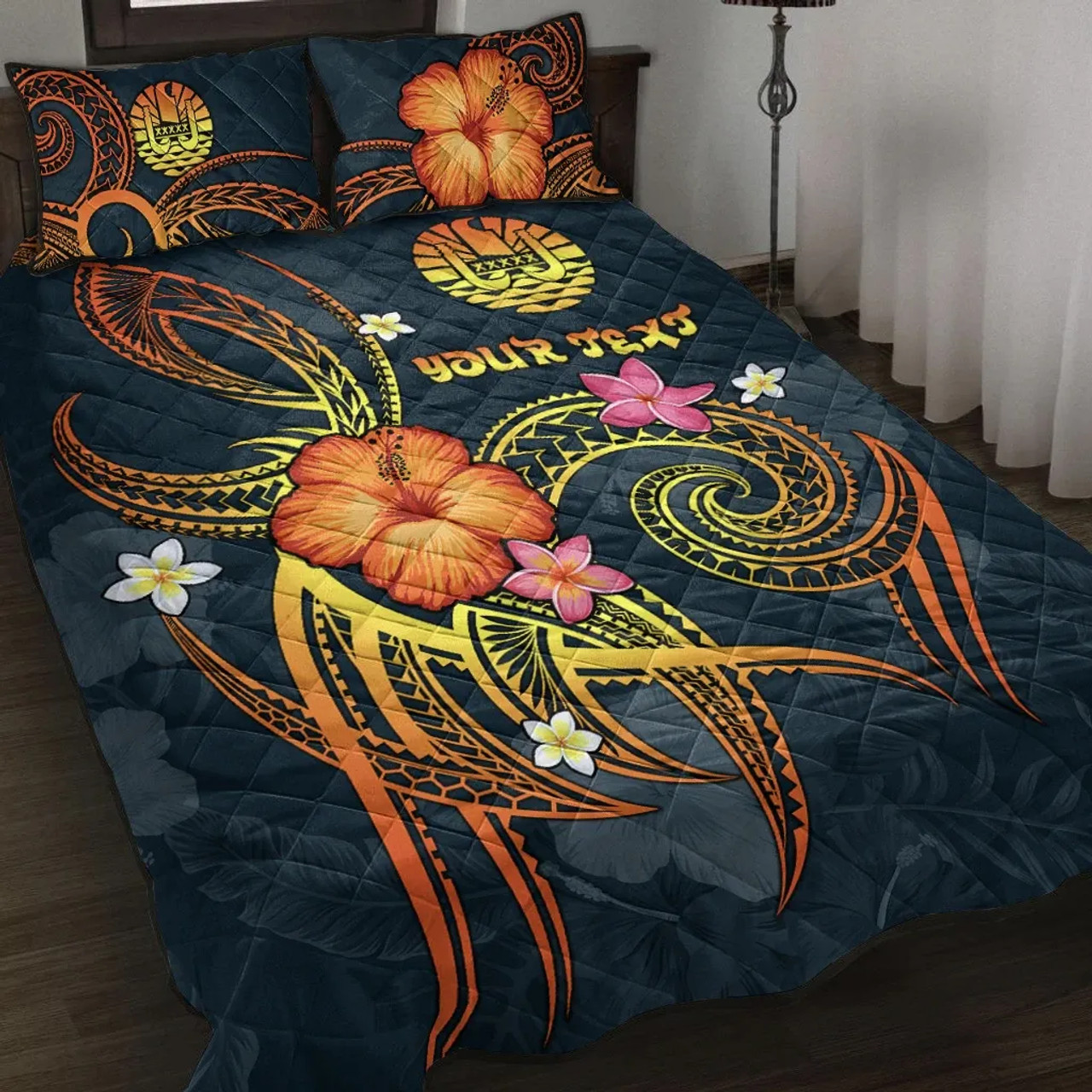 Polynesian Tahiti Personalised Quilt Bed Set - Legend of Tahiti (Blue) 1