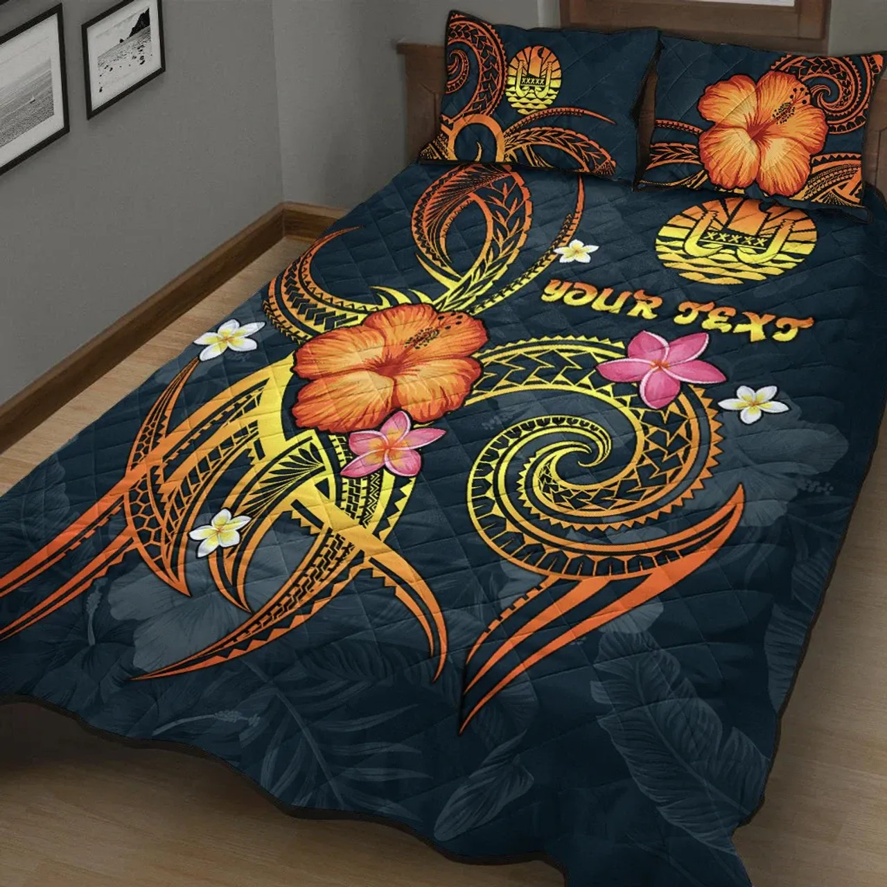 Polynesian Tahiti Personalised Quilt Bed Set - Legend of Tahiti (Blue) 4