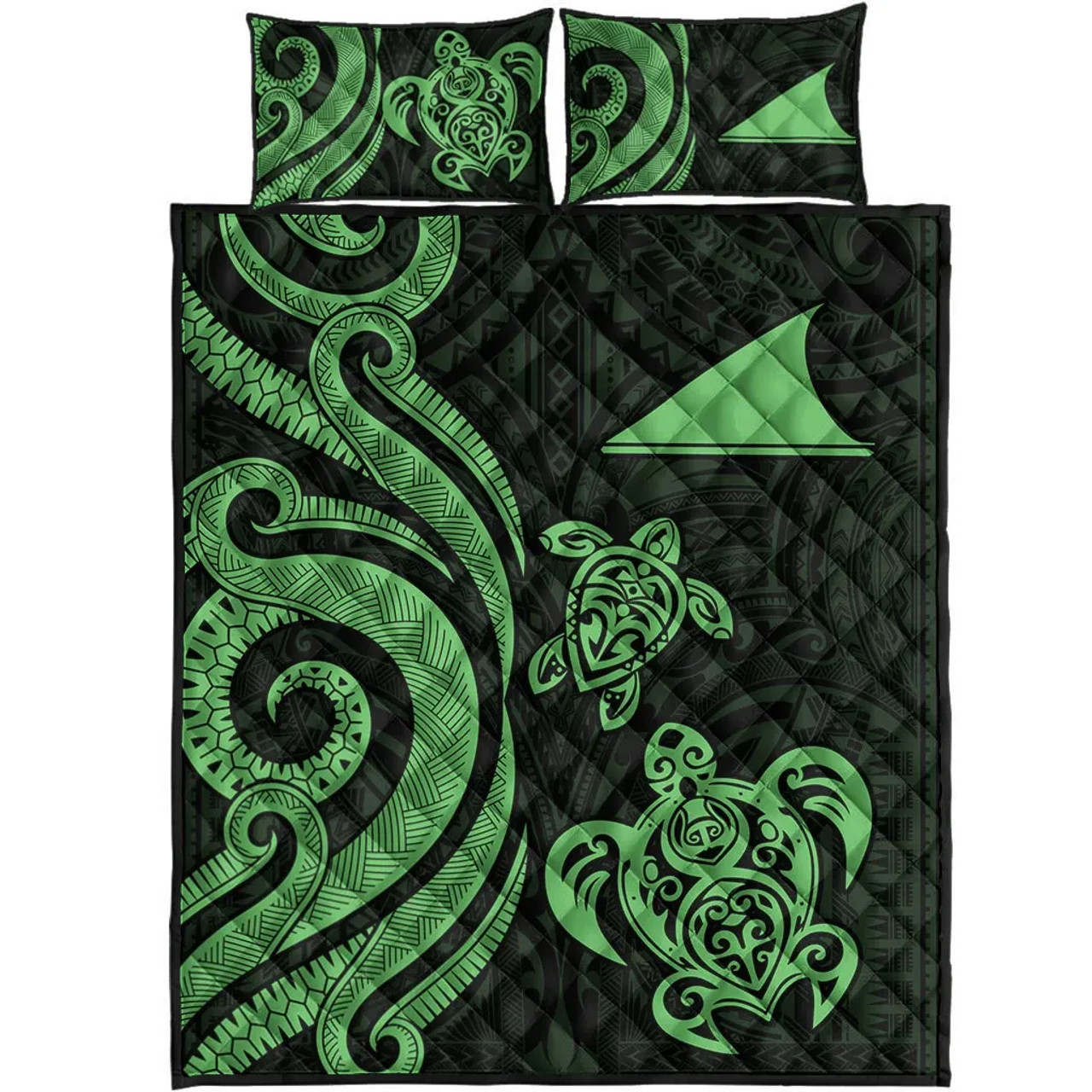 Tokelau Quilt Bed Set - Green Tentacle Turtle 5