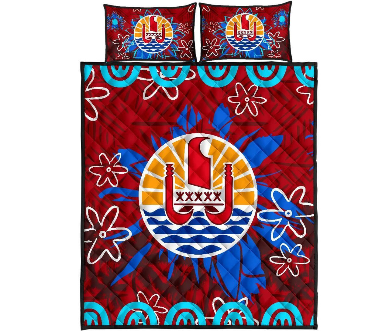 Tahiti Polynesian Quilt Bed Set - Tahiti Flag 1