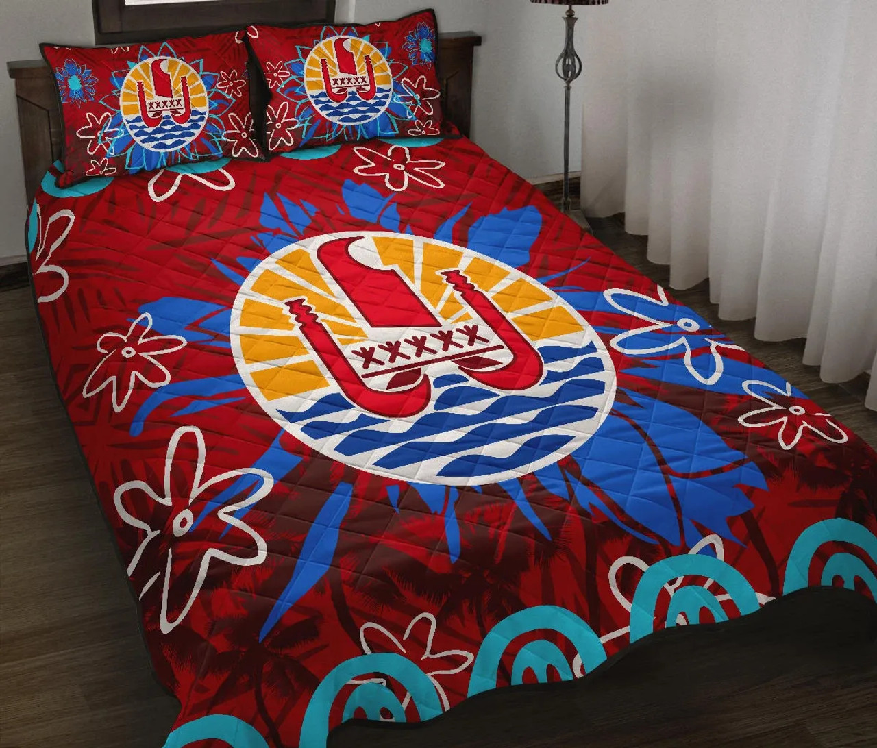 Tahiti Polynesian Quilt Bed Set - Tahiti Flag 2