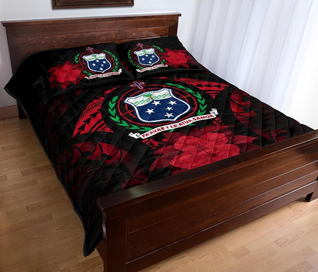 Samoa Polynesian Quilt Bed Set Hibiscus Red 3
