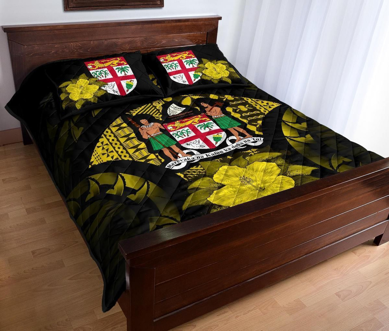 Fiji Polynesian Quilt Bed Set Hibiscus Yellow 3