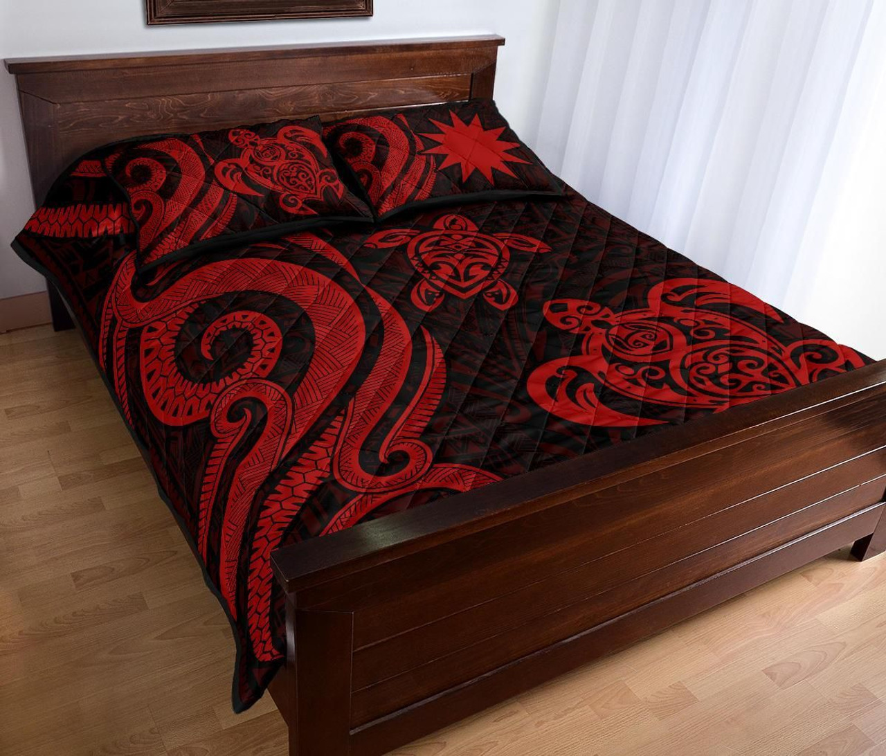 Nauru Quilt Bed Set - Red Tentacle Turtle 3