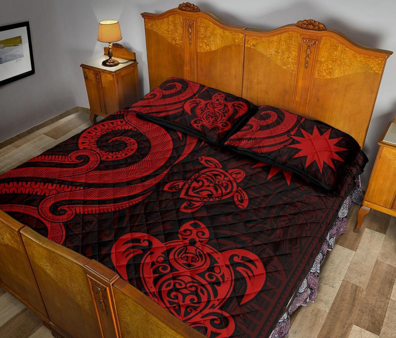 Nauru Quilt Bed Set - Red Tentacle Turtle 4