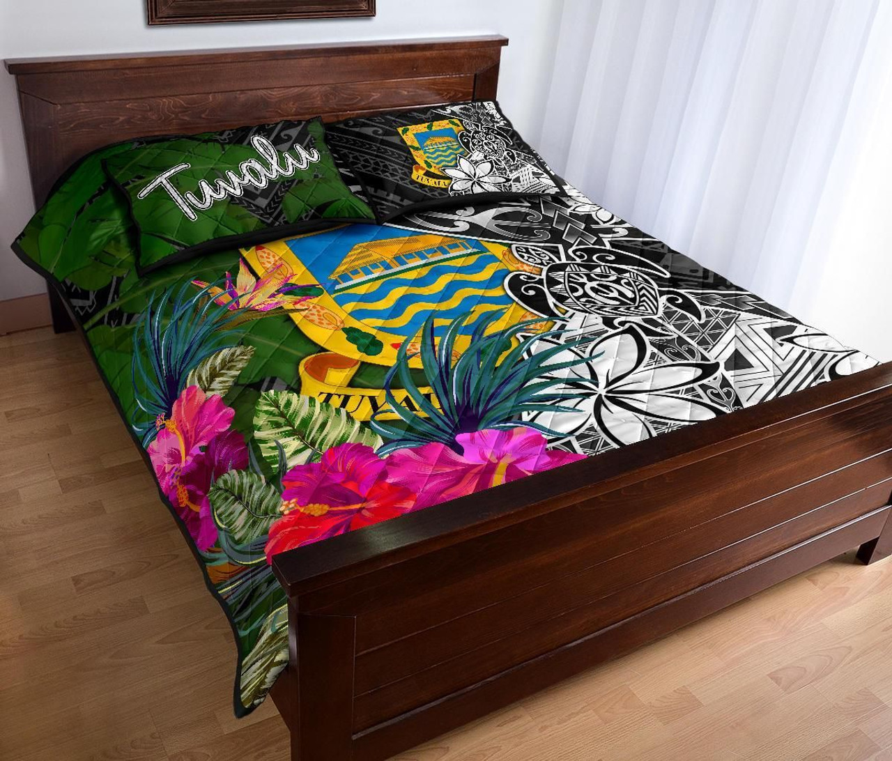 Tuvalu Quilt Bed Set - Turtle Plumeria Banana Leaf 3