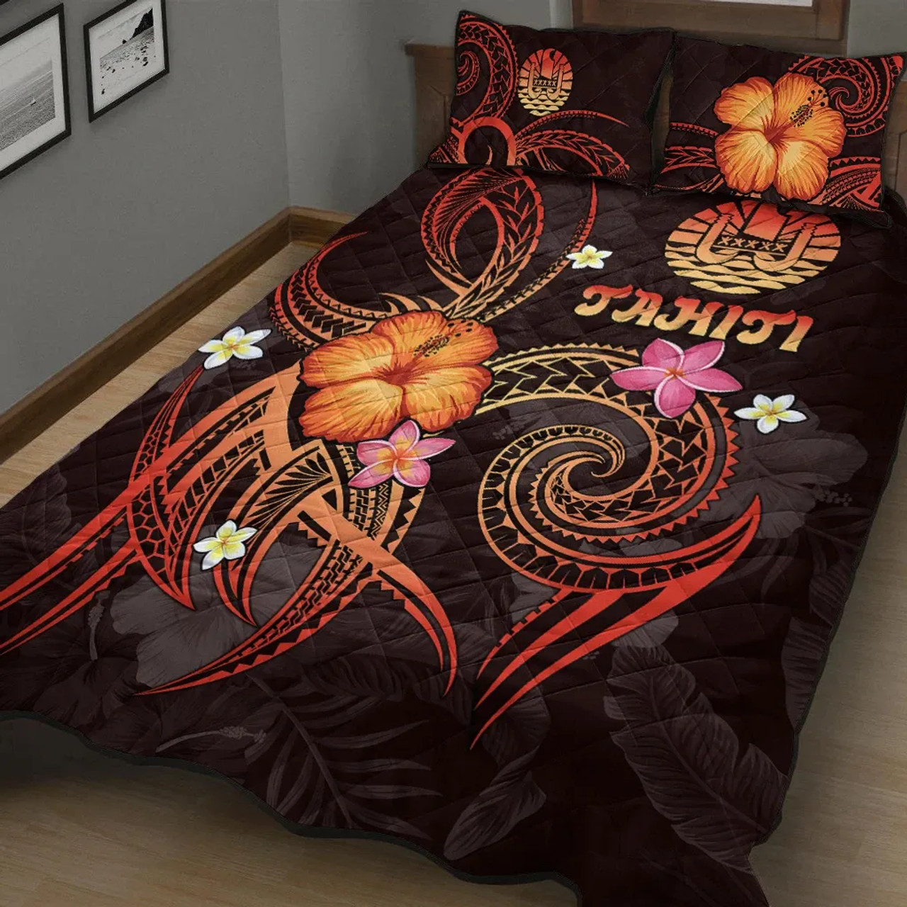 Polynesian Tahiti Quilt Bed Set - Legend of Tahiti (Red) 5