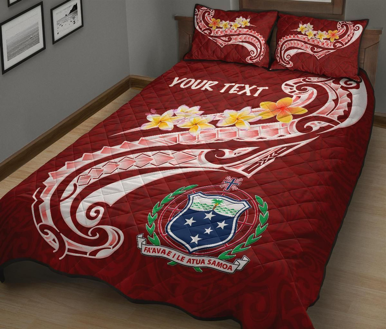 Samoa Custom Personalised Quilt Bed Set - Samoa Seal Polynesian Patterns Plumeria 2