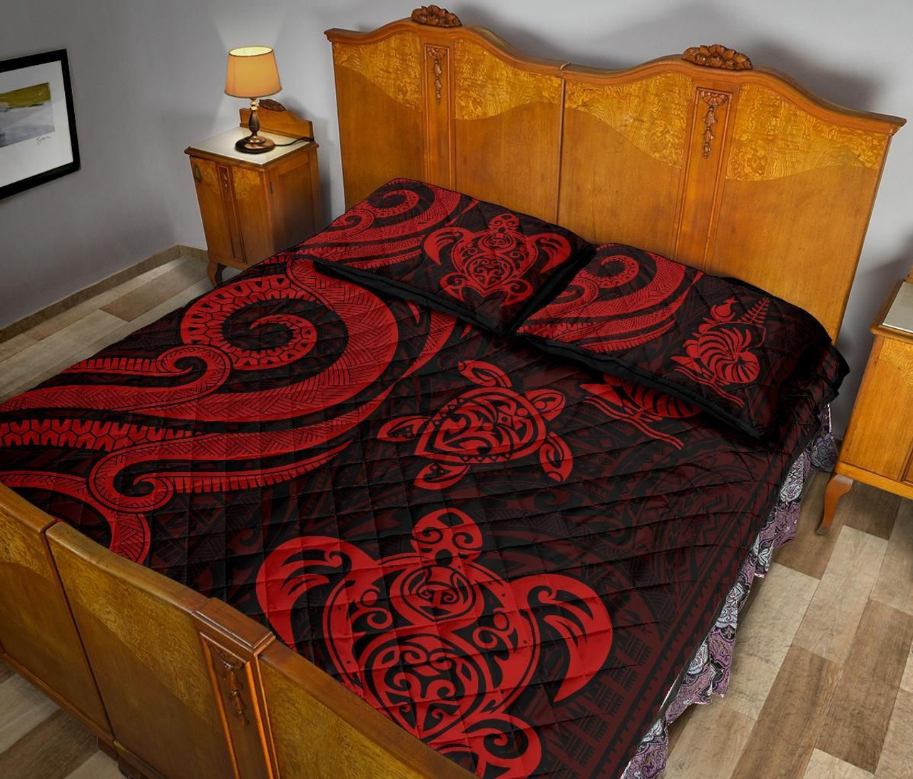 New Caledonia Quilt Bed Set - Red Tentacle Turtle 4