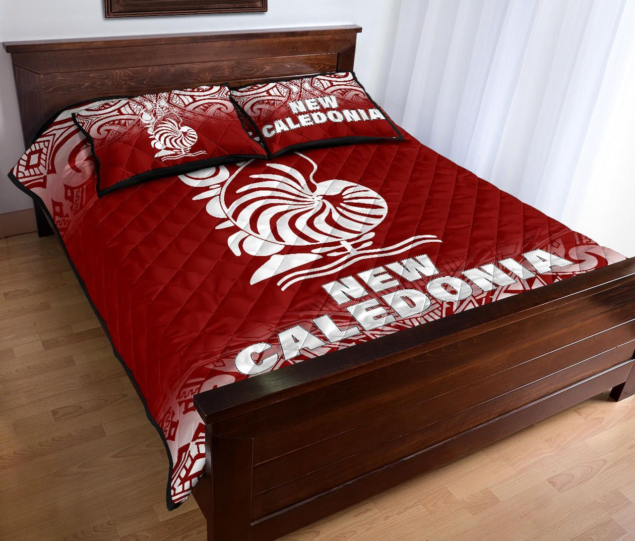 New Caledonia Quilt Bed Set - New Caledonia Coat Of Arms Polynesian Tattoo Red Fog Style 4