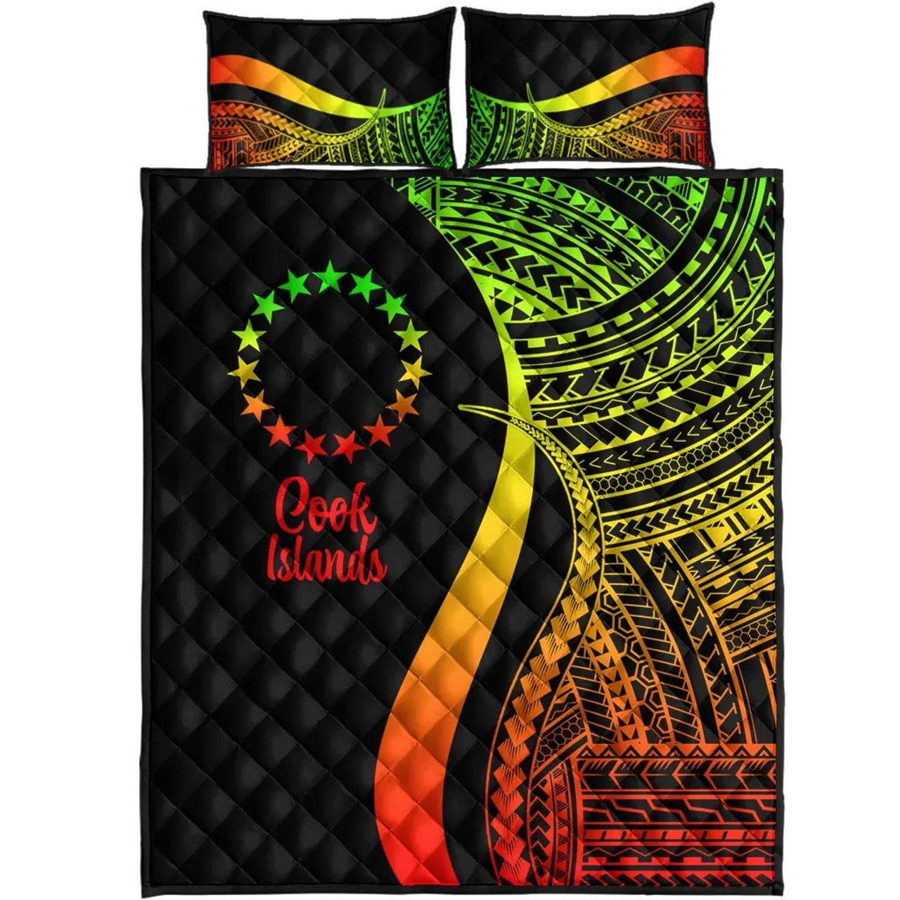 Cook Islands Quilt Bet Set - Reggae Polynesian Tentacle Tribal Pattern 5