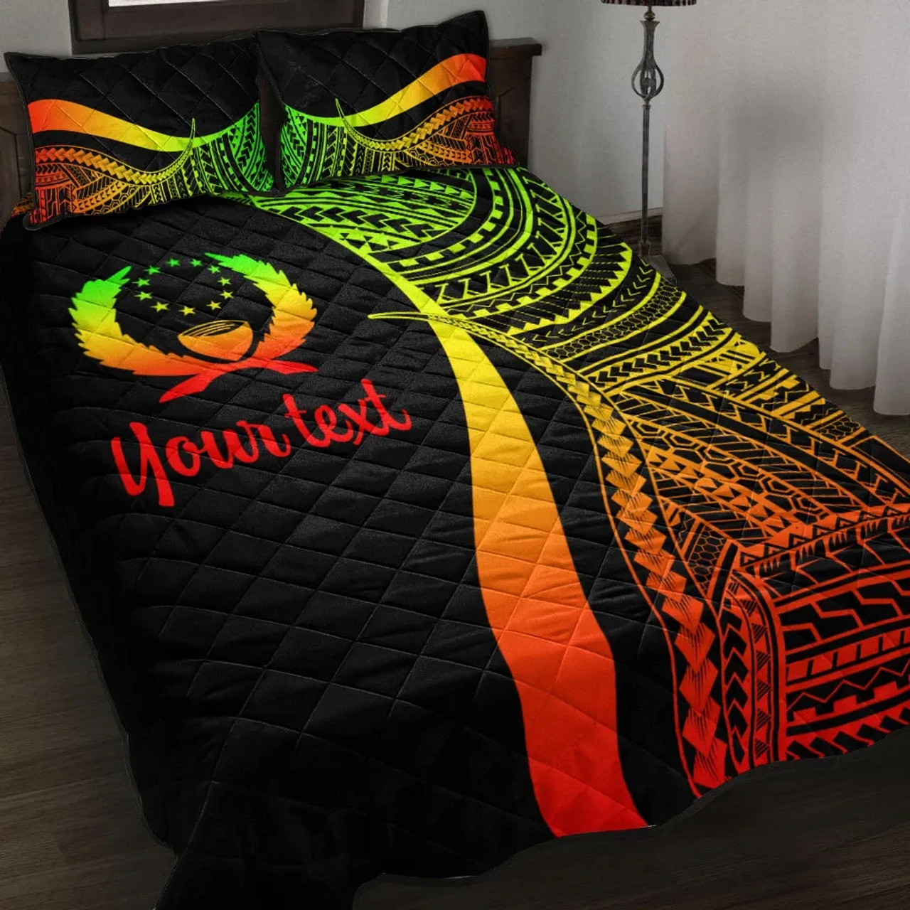 Pohnpei Custom Personalised Quilt Bet Set - Reggae Polynesian Tentacle Tribal Pattern 1