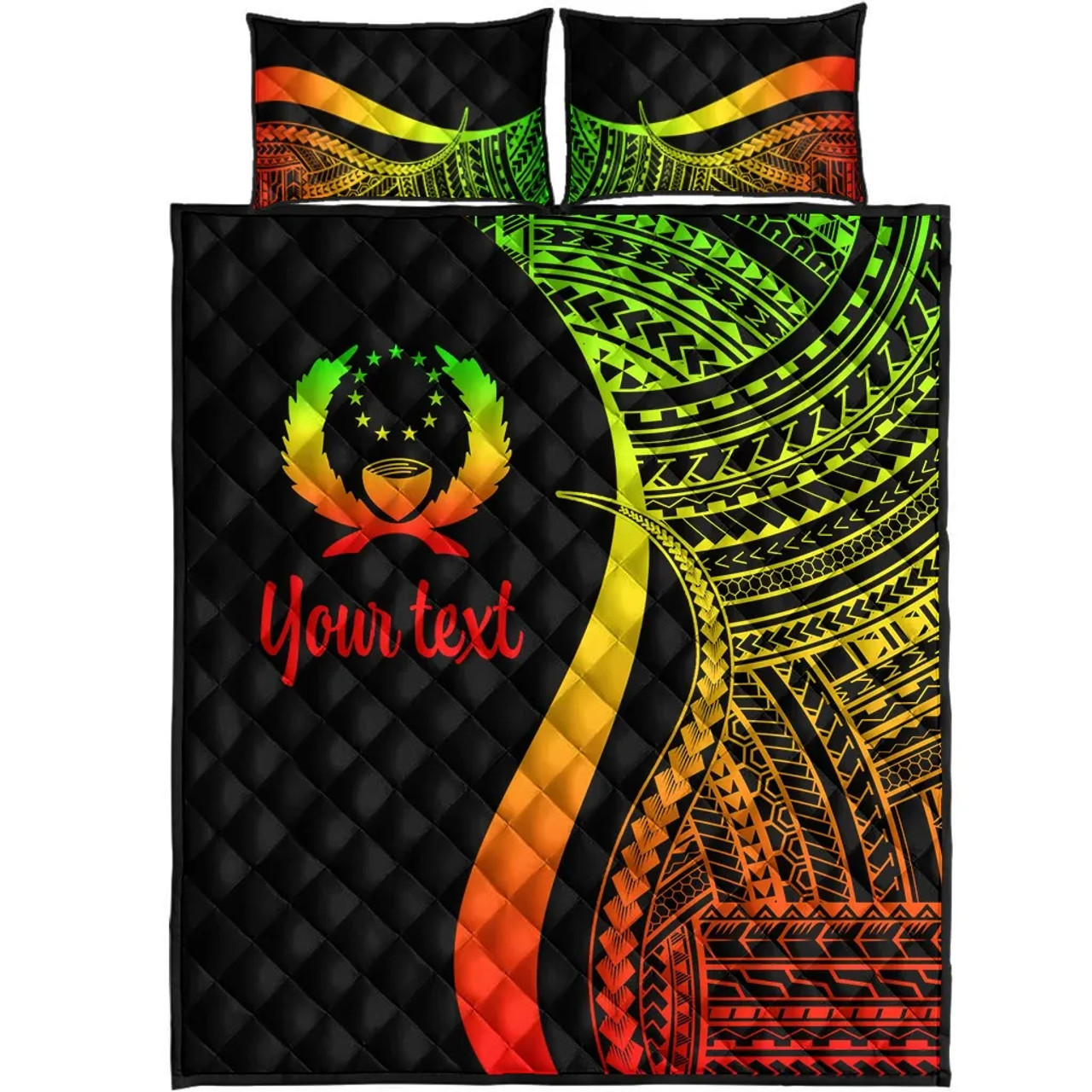 Pohnpei Custom Personalised Quilt Bet Set - Reggae Polynesian Tentacle Tribal Pattern 5