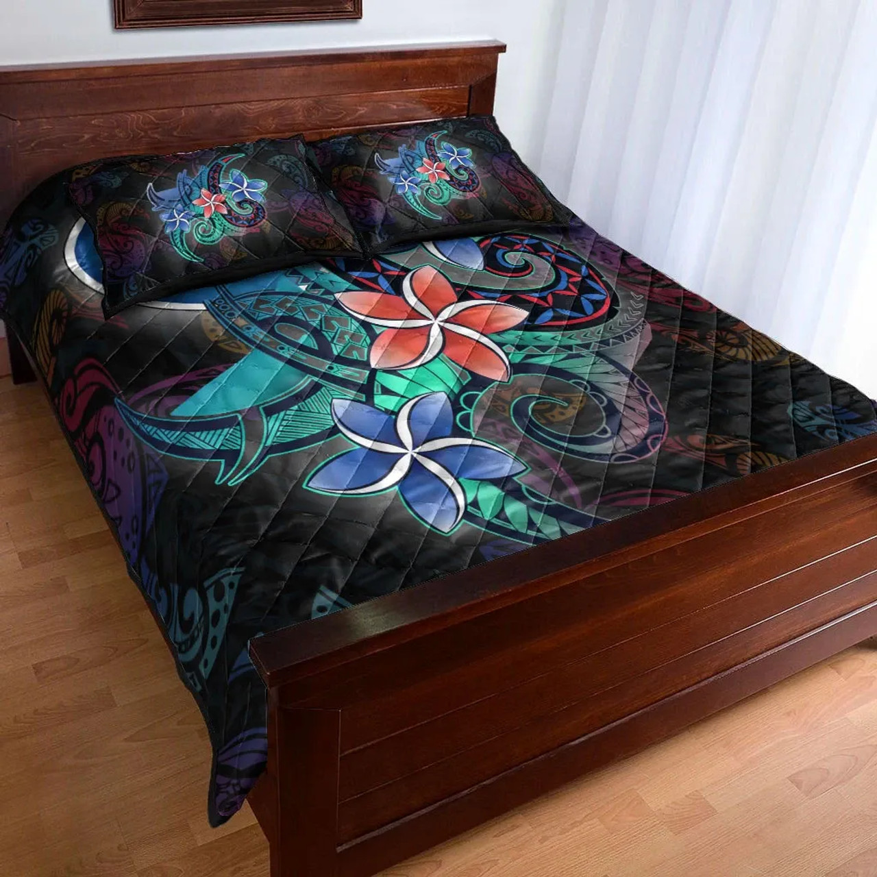 Yap State Quilt Bed Set - Plumeria Flowers Style 3