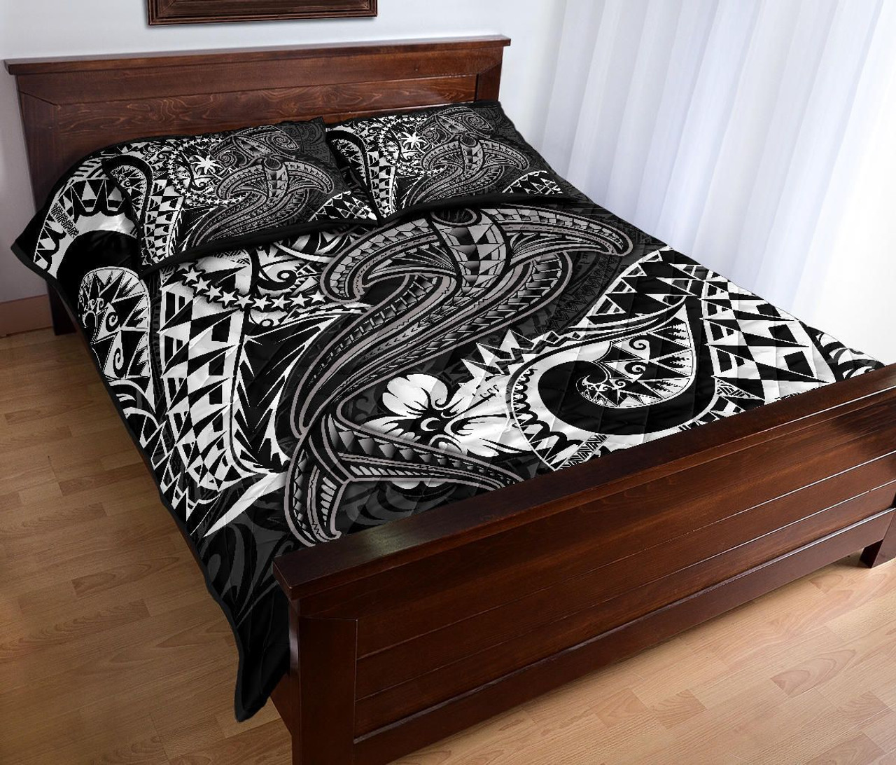 Chuuk Quilt Bed Set - White Shark Polynesian Tattoo 3