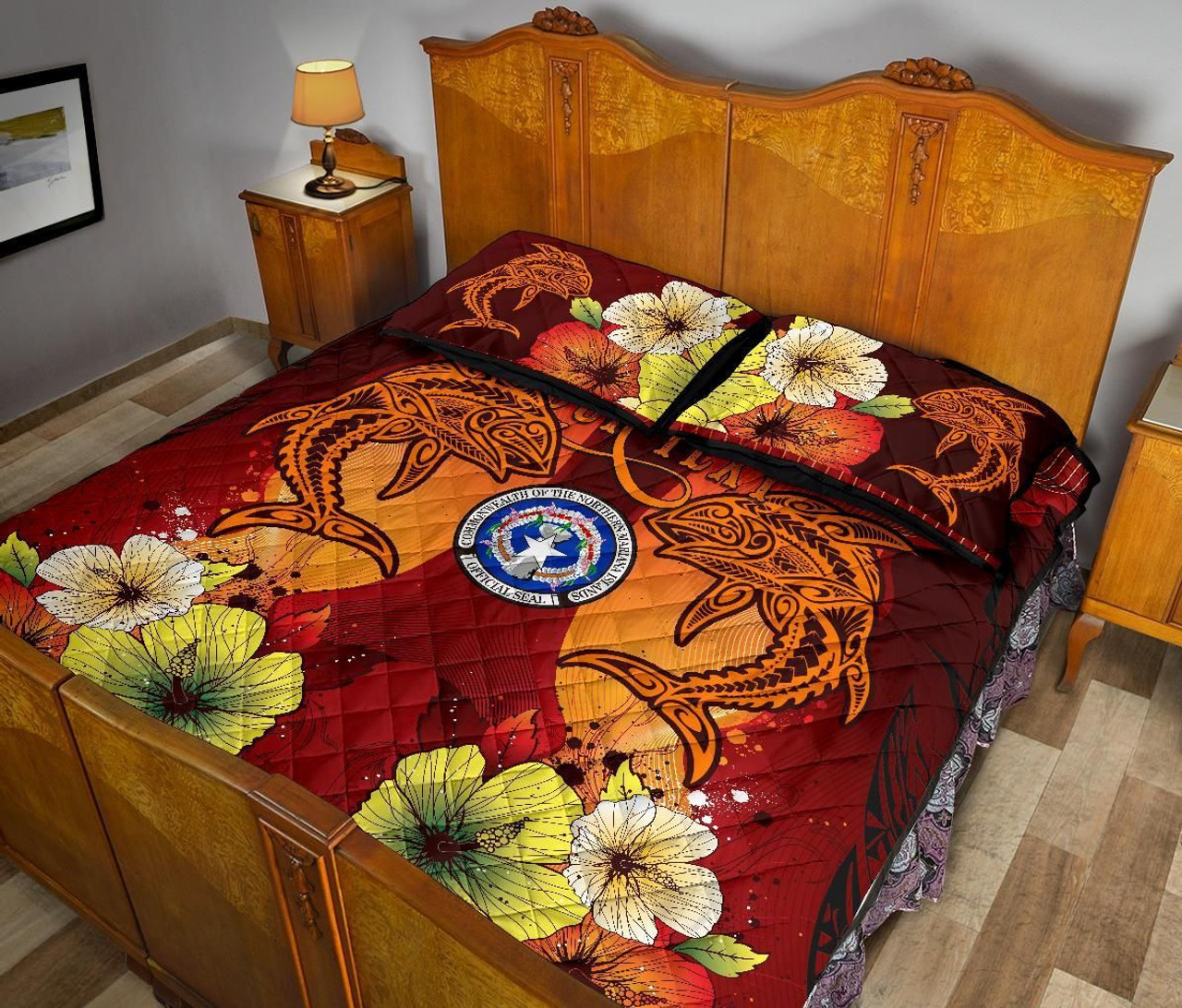 Northern Mariana Islands Custom Personalised Quilt Bed Sets - Tribal Tuna Fish 3