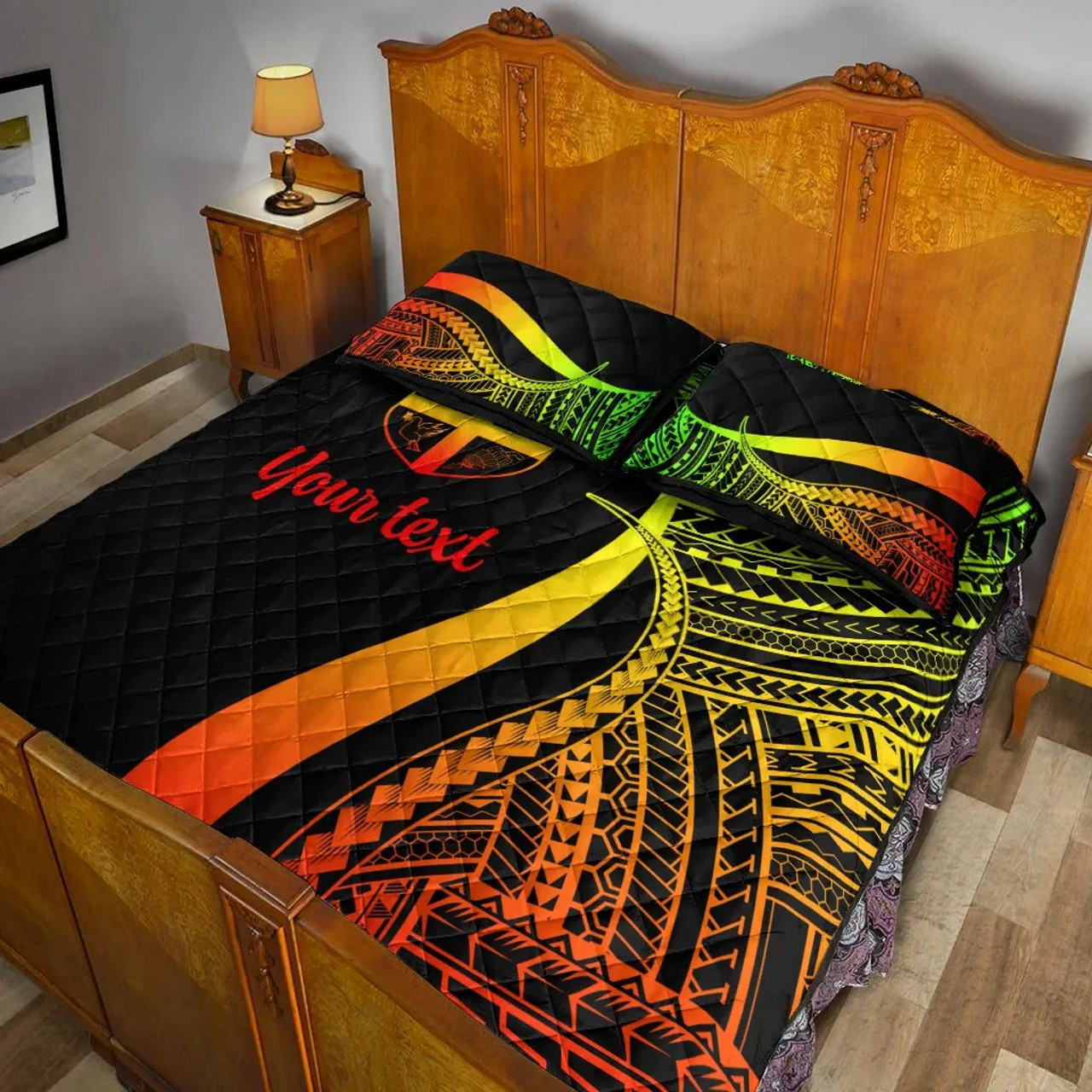 Fiji Custom Personalised Quilt Bet Set - Reggae Polynesian Tentacle Tribal Pattern 4