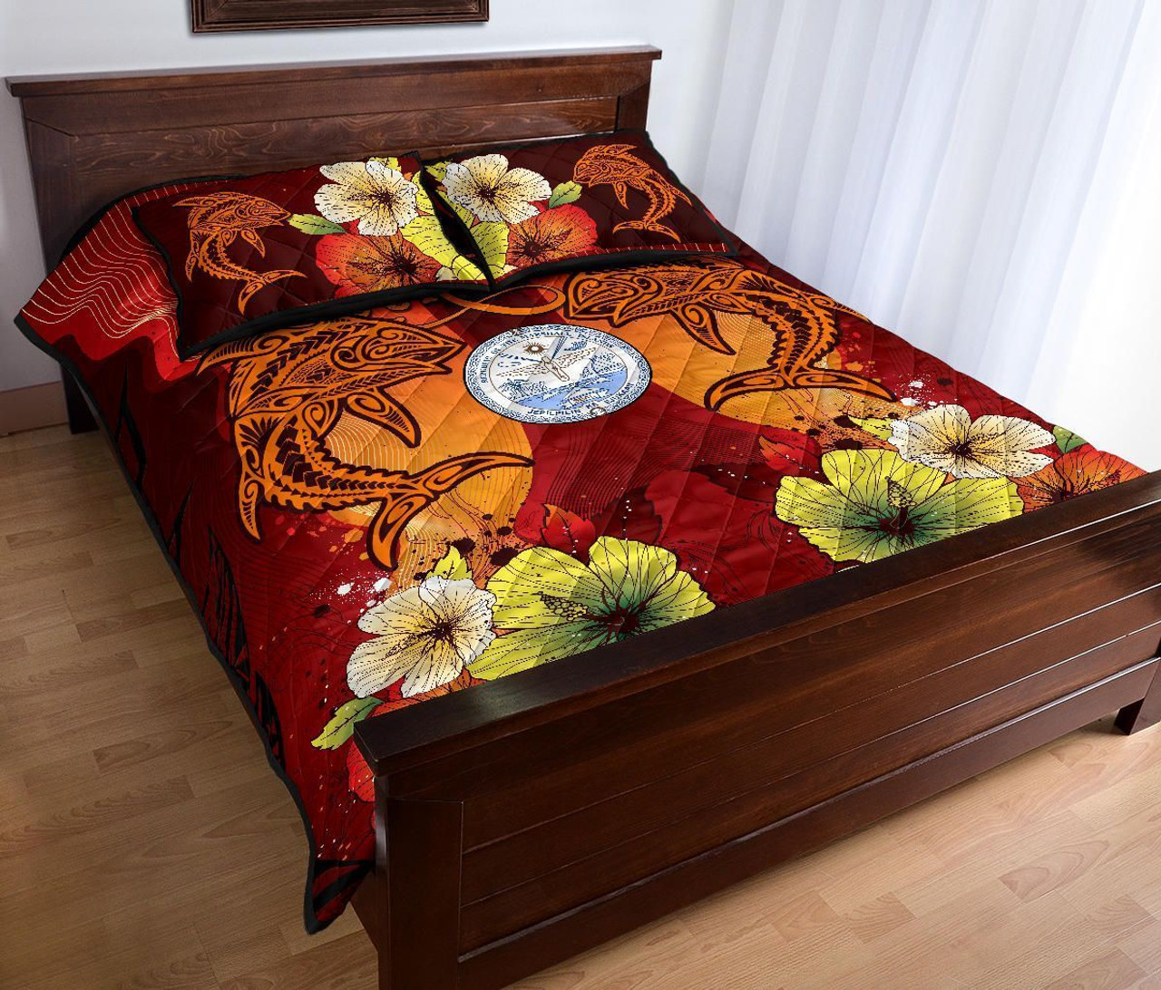 Marshall Islands Custom Personalised Quilt Bed Sets - Tribal Tuna Fish 1