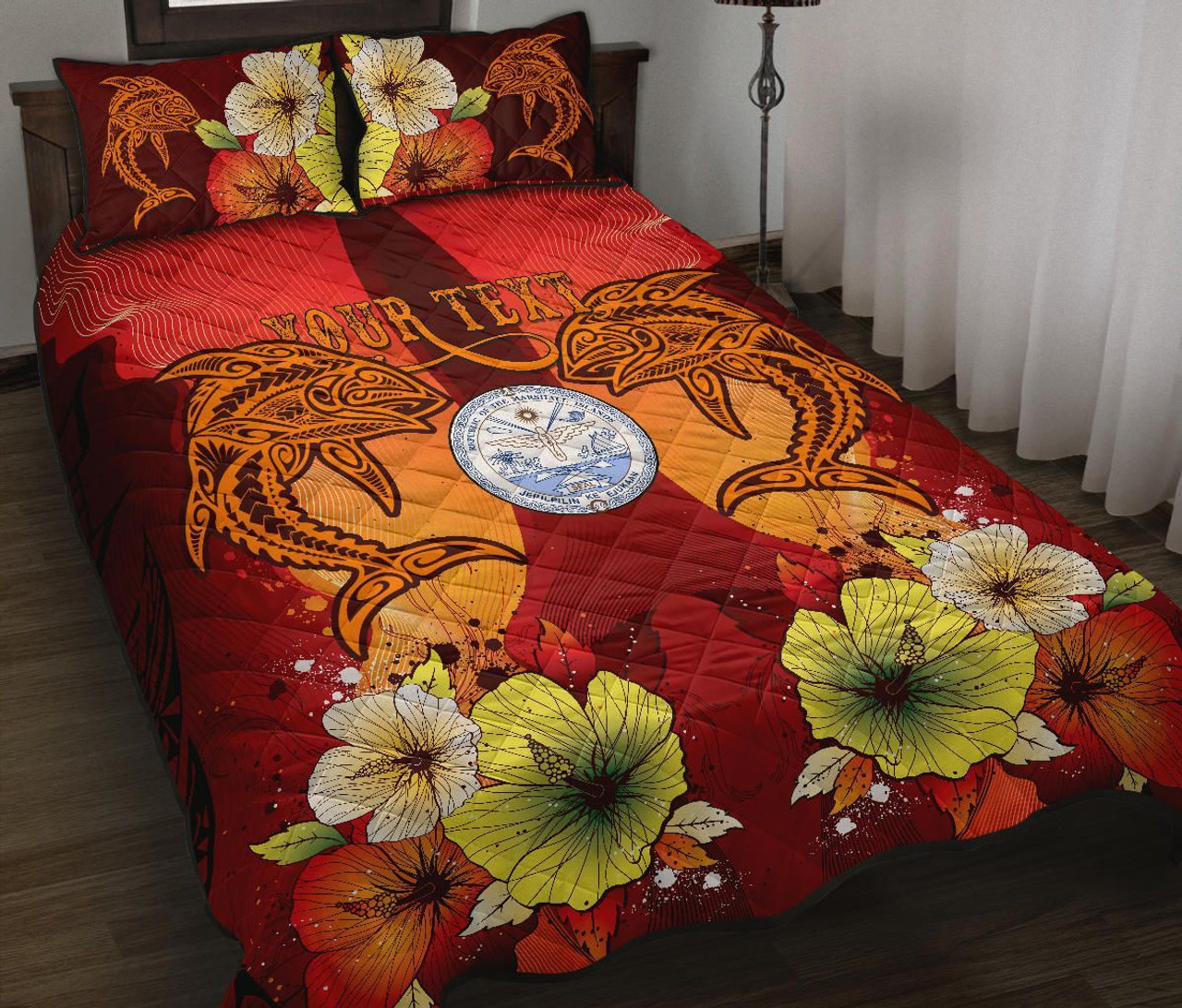 Marshall Islands Custom Personalised Quilt Bed Sets - Tribal Tuna Fish 2