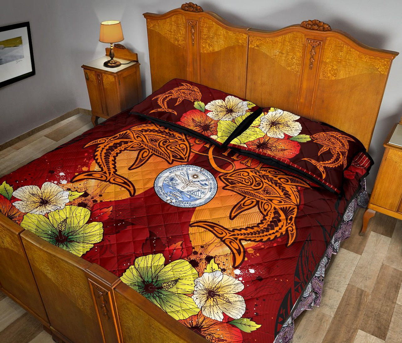 Marshall Islands Custom Personalised Quilt Bed Sets - Tribal Tuna Fish 4