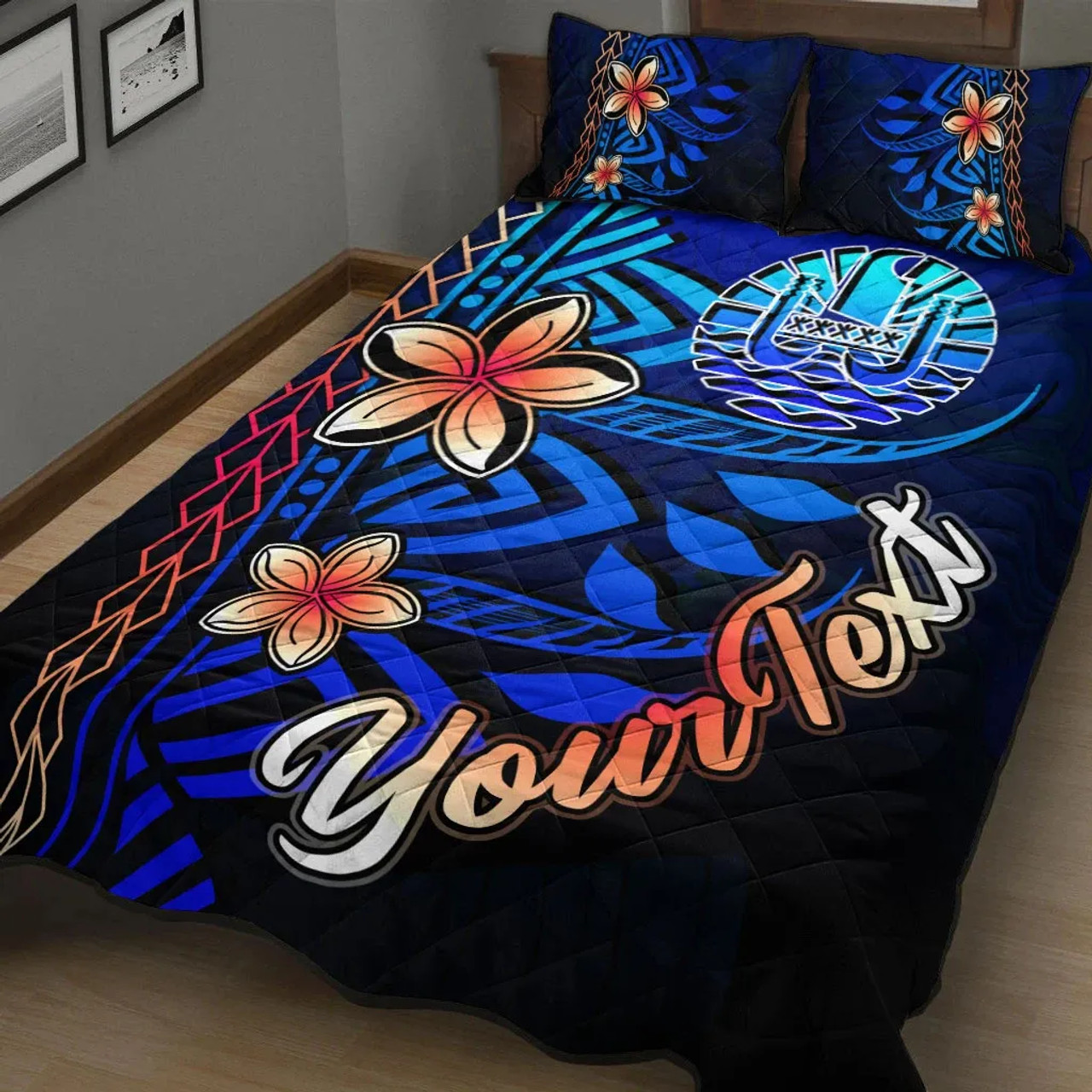 Tahiti Custom Personalised Quilt Bed Set - Vintage Tribal Mountain 2