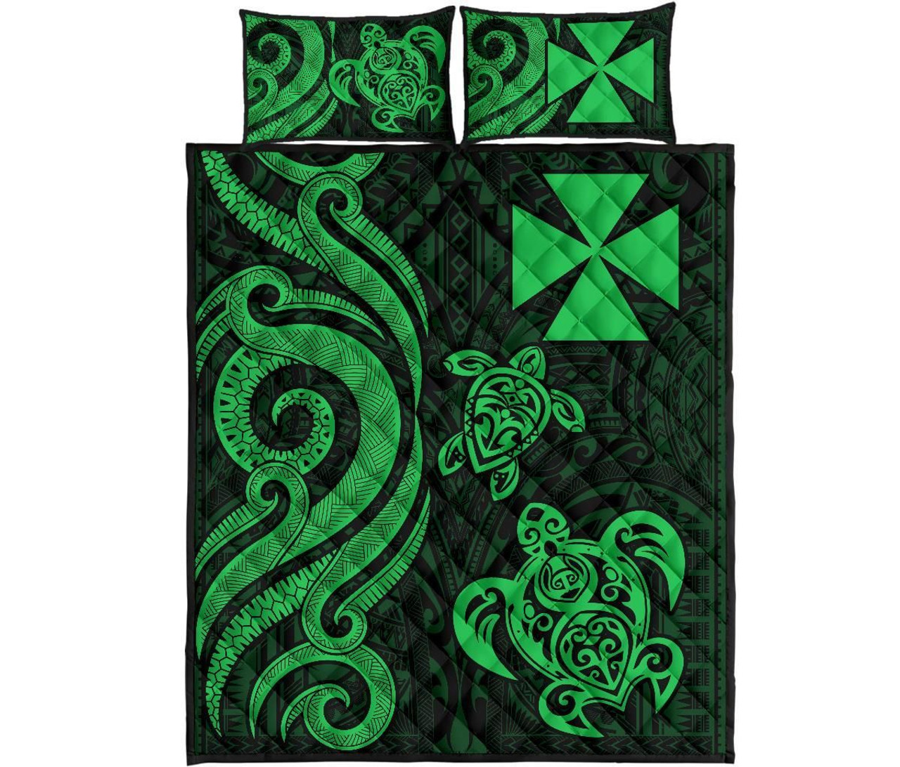 Wallis and Futuna Quilt Bed Set - Green Tentacle Turtle 5