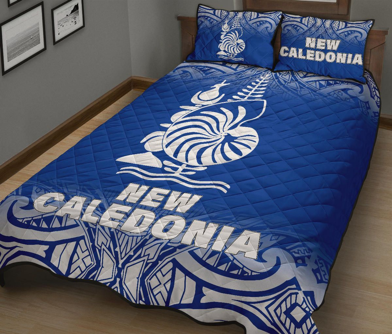 New Caledonia Quilt Bed Set - New Caledonia Coat Of Arms Polynesian Tattoo Blue Fog Style 3