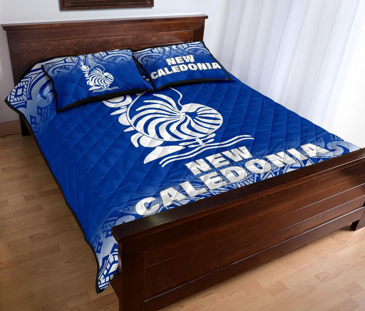 New Caledonia Quilt Bed Set - New Caledonia Coat Of Arms Polynesian Tattoo Blue Fog Style 4