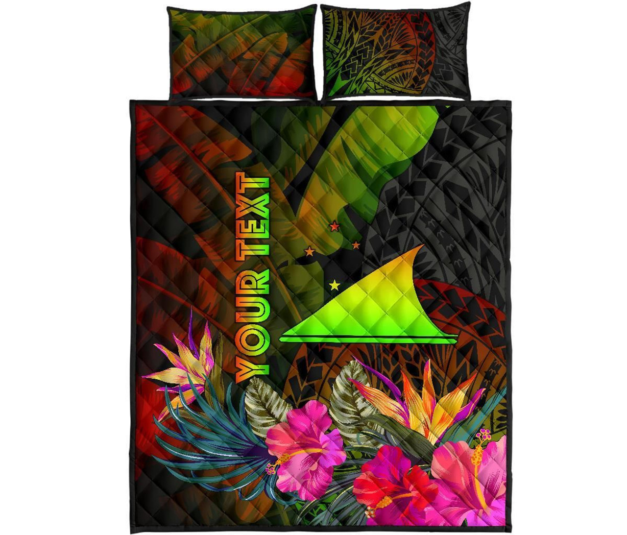 Tokelau Polynesian Personalised Quilt Bed Set - Hibiscus and Banana Leaves 5