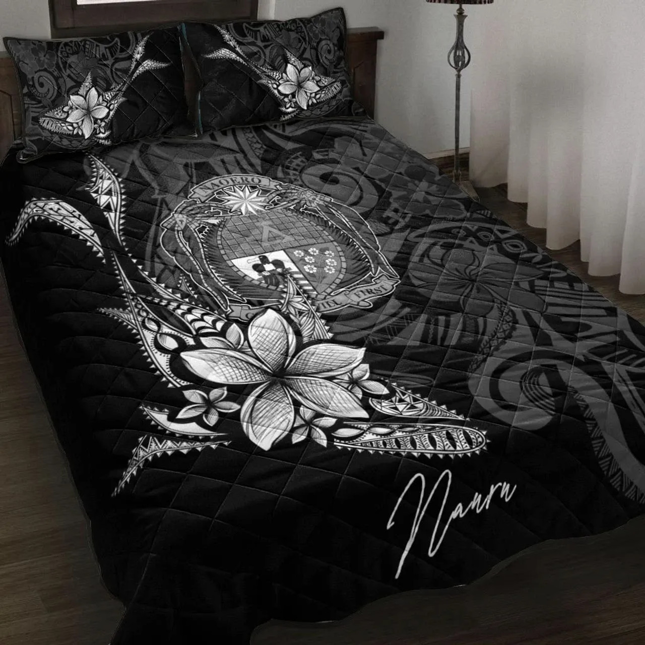 Nauru Quilt Bed Set - Fish With Plumeria Flowers Style 2