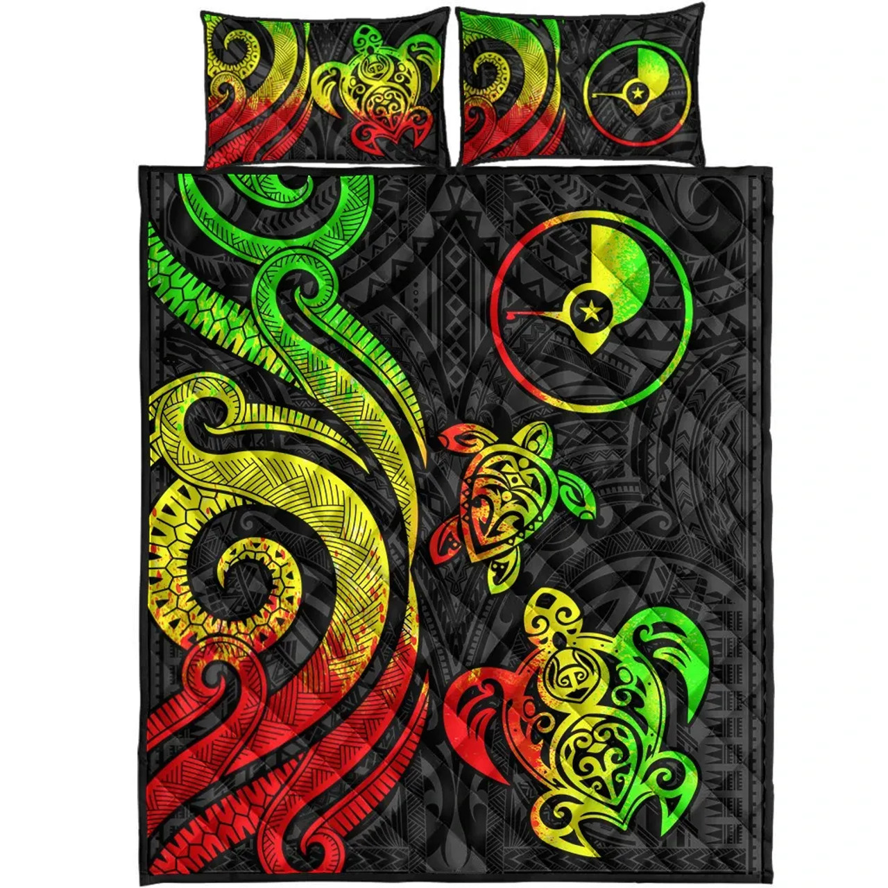 Yap Quilt Bed Set - Reggae Tentacle Turtle 5