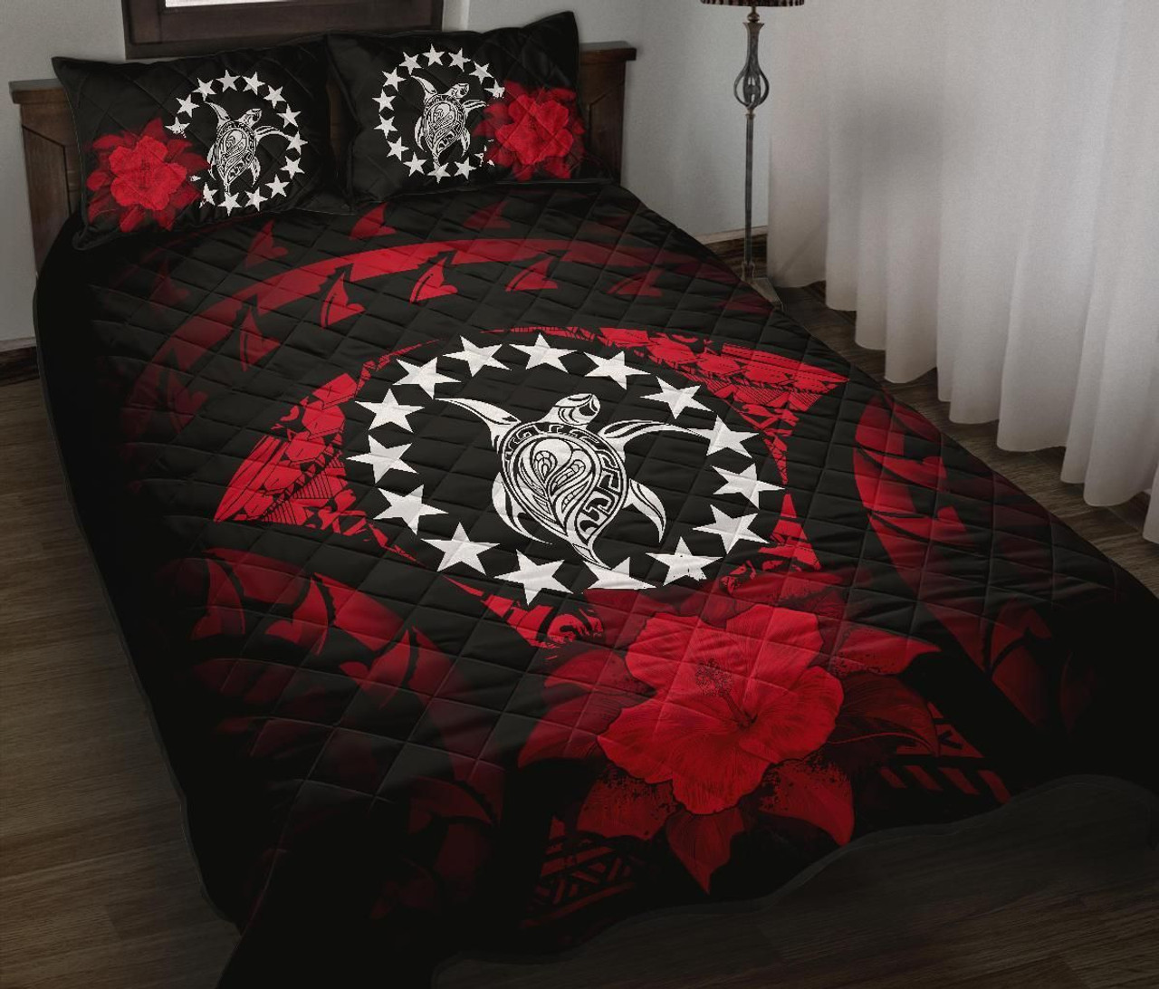 Cook Islands Polynesian Quilt Bed Set Hibiscus Red 1