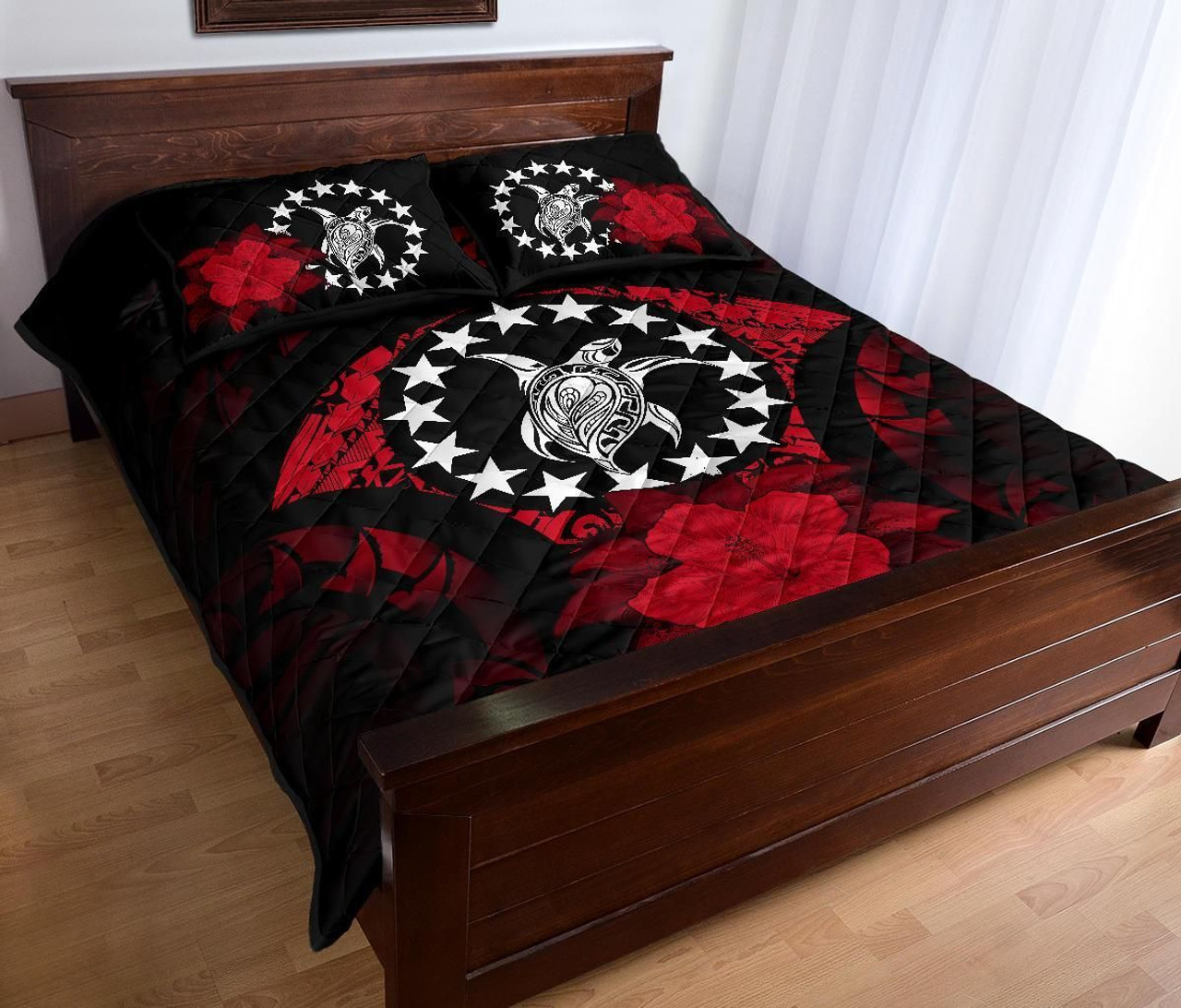 Cook Islands Polynesian Quilt Bed Set Hibiscus Red 3