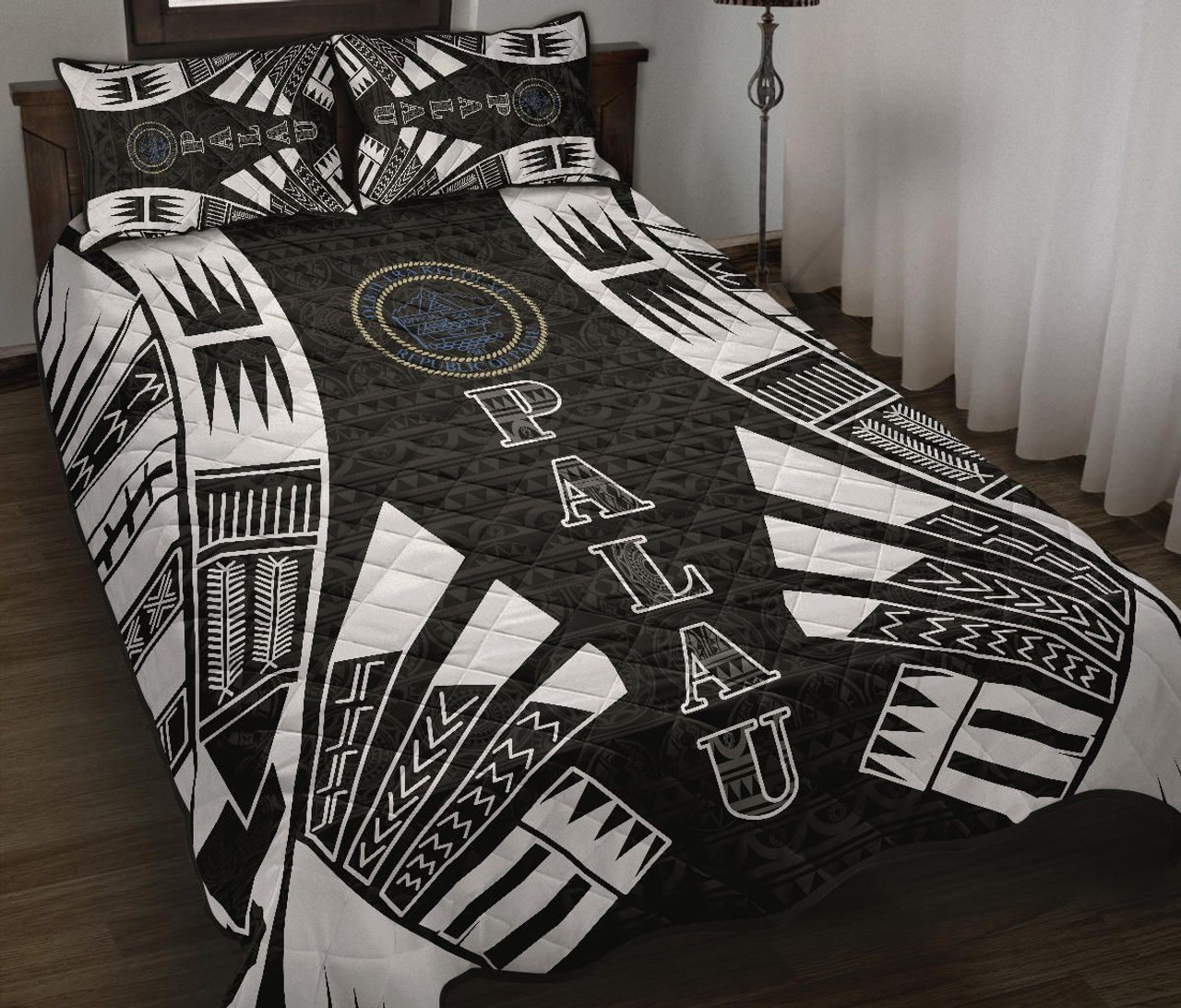 Northern Mariana Islands Quilt Bed Set - Northern Mariana Islands Seal & Polynesian White Tattoo Style 2