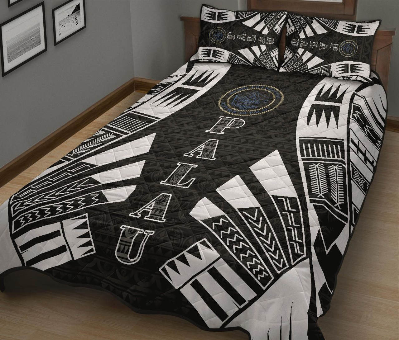 Northern Mariana Islands Quilt Bed Set - Northern Mariana Islands Seal & Polynesian White Tattoo Style 3