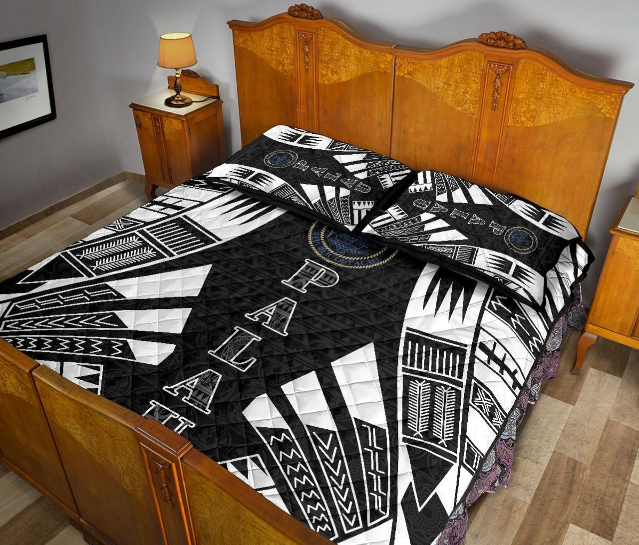 Northern Mariana Islands Quilt Bed Set - Northern Mariana Islands Seal & Polynesian White Tattoo Style 5