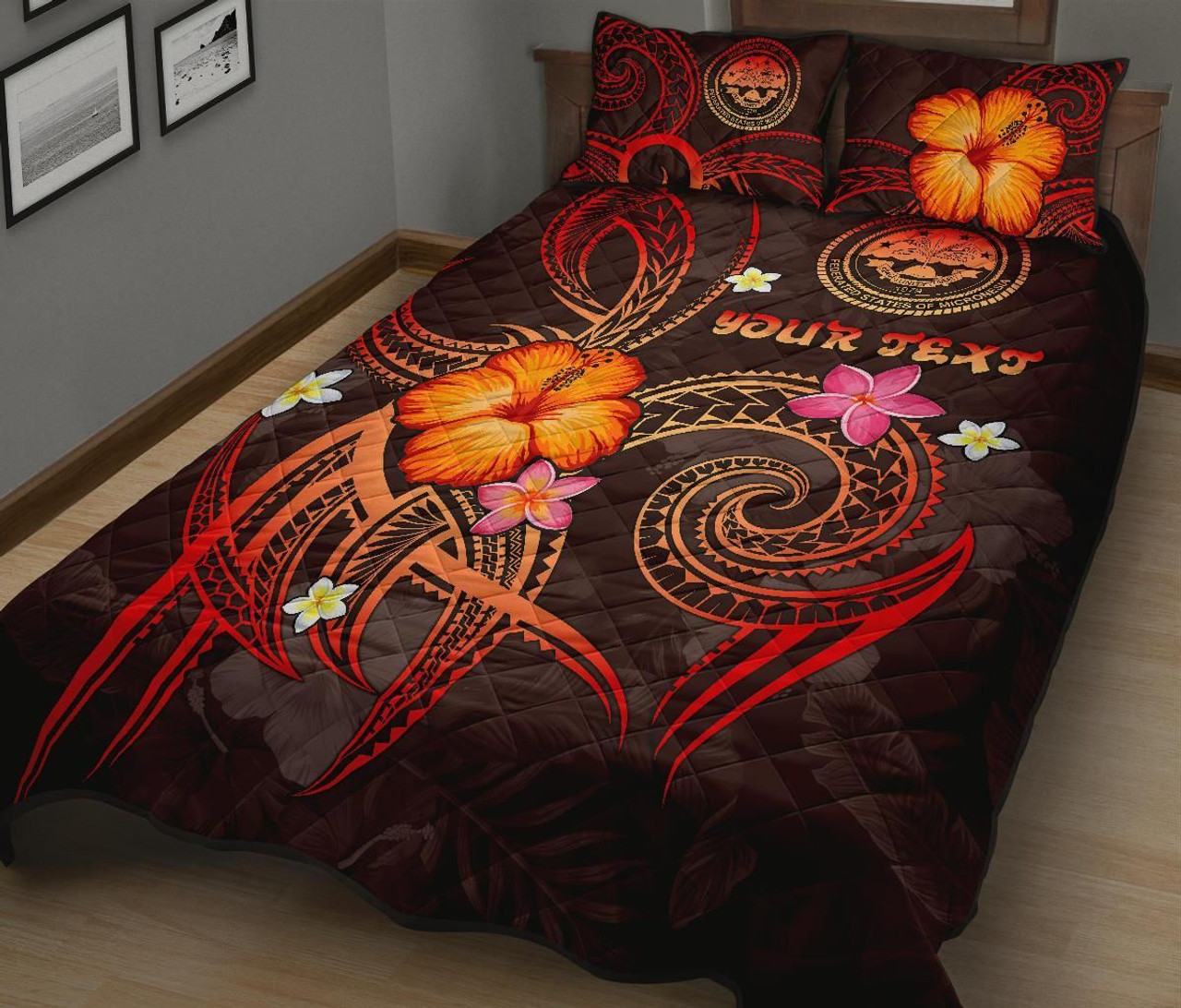 Federated States of Micronesia Polynesian Personalised Quilt Bed Set - Legend of FSM (Red) 2