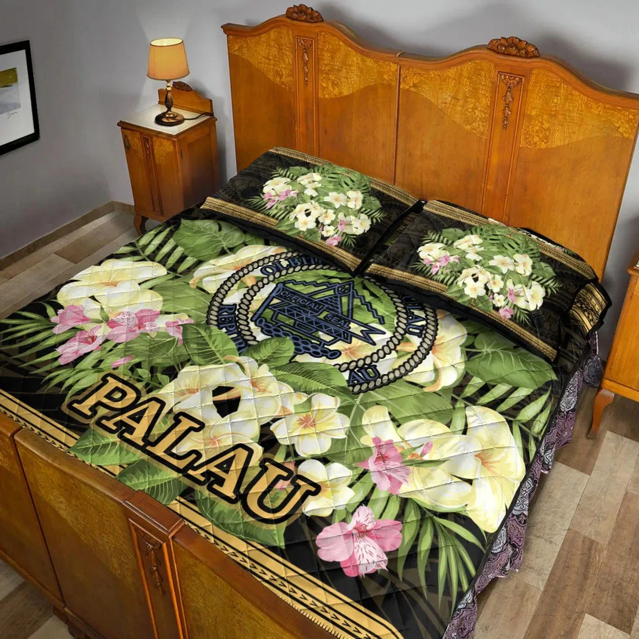 Palau Quilt Bed Set - Polynesian Gold Patterns Collection 4