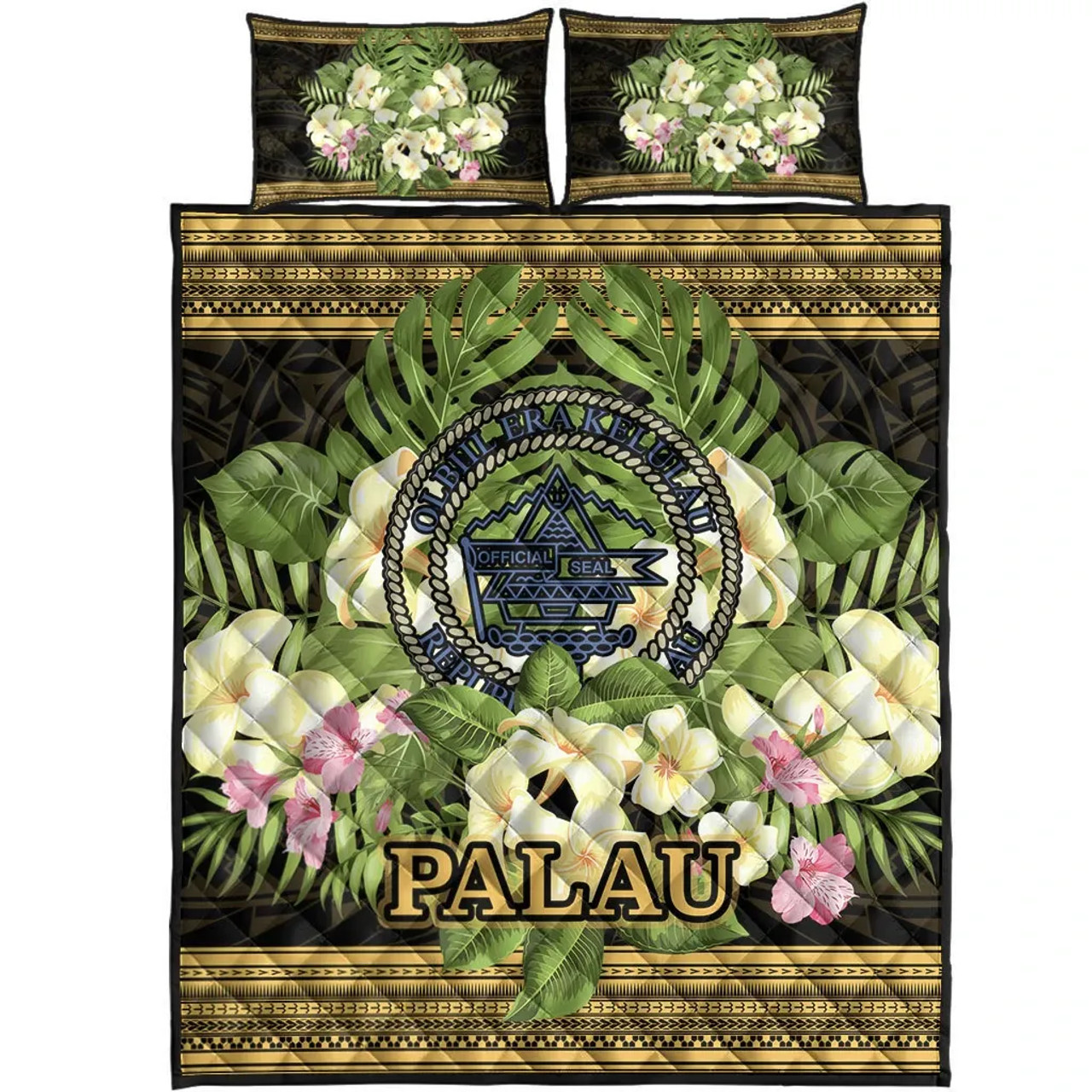 Palau Quilt Bed Set - Polynesian Gold Patterns Collection 5