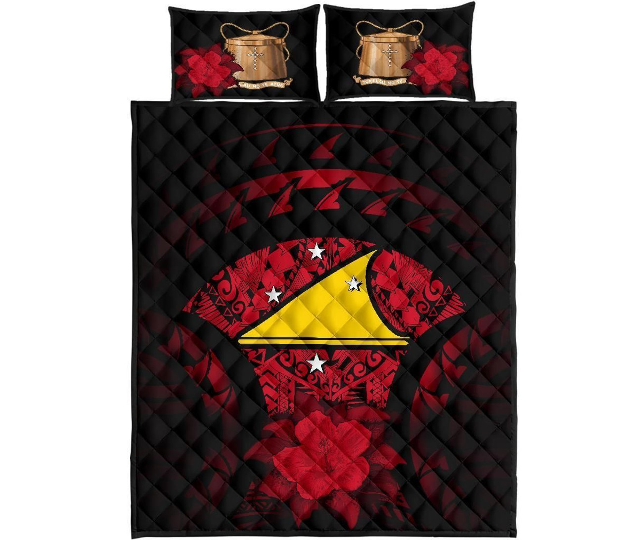 Tokelau Polynesian Quilt Bed Set Hibiscus Red 5