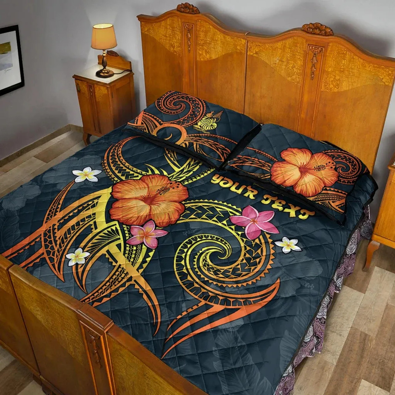 New Caledonia Polynesian Personalised Quilt Bed Set - Legend of New Caledonia (Blue) 3