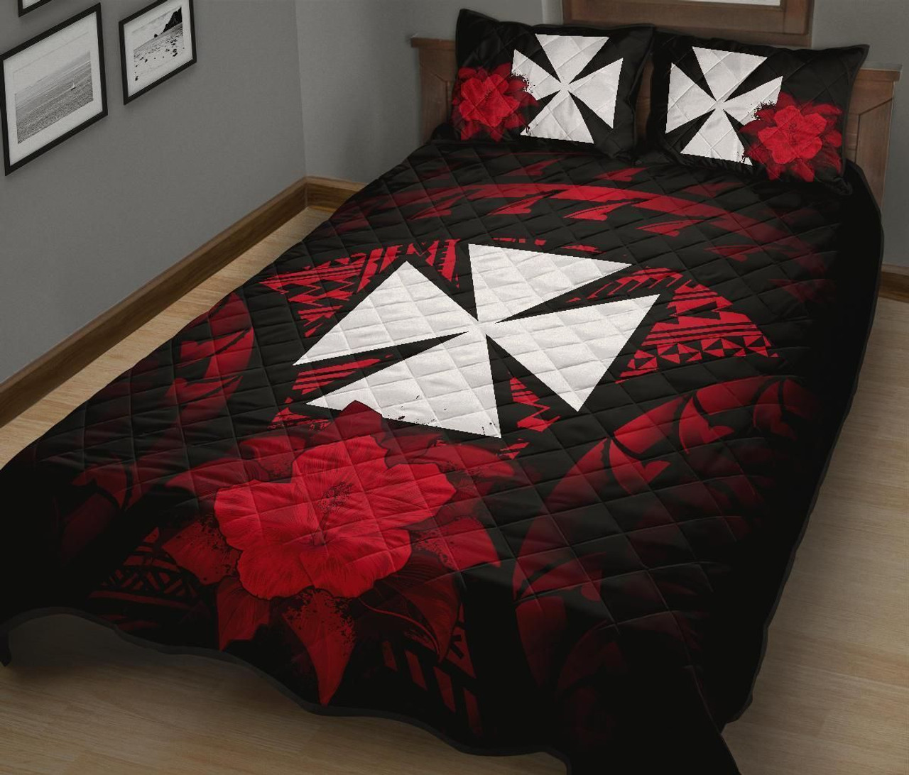 Wallis And Futuna Polynesian Quilt Bed Set Hibiscus Red 2