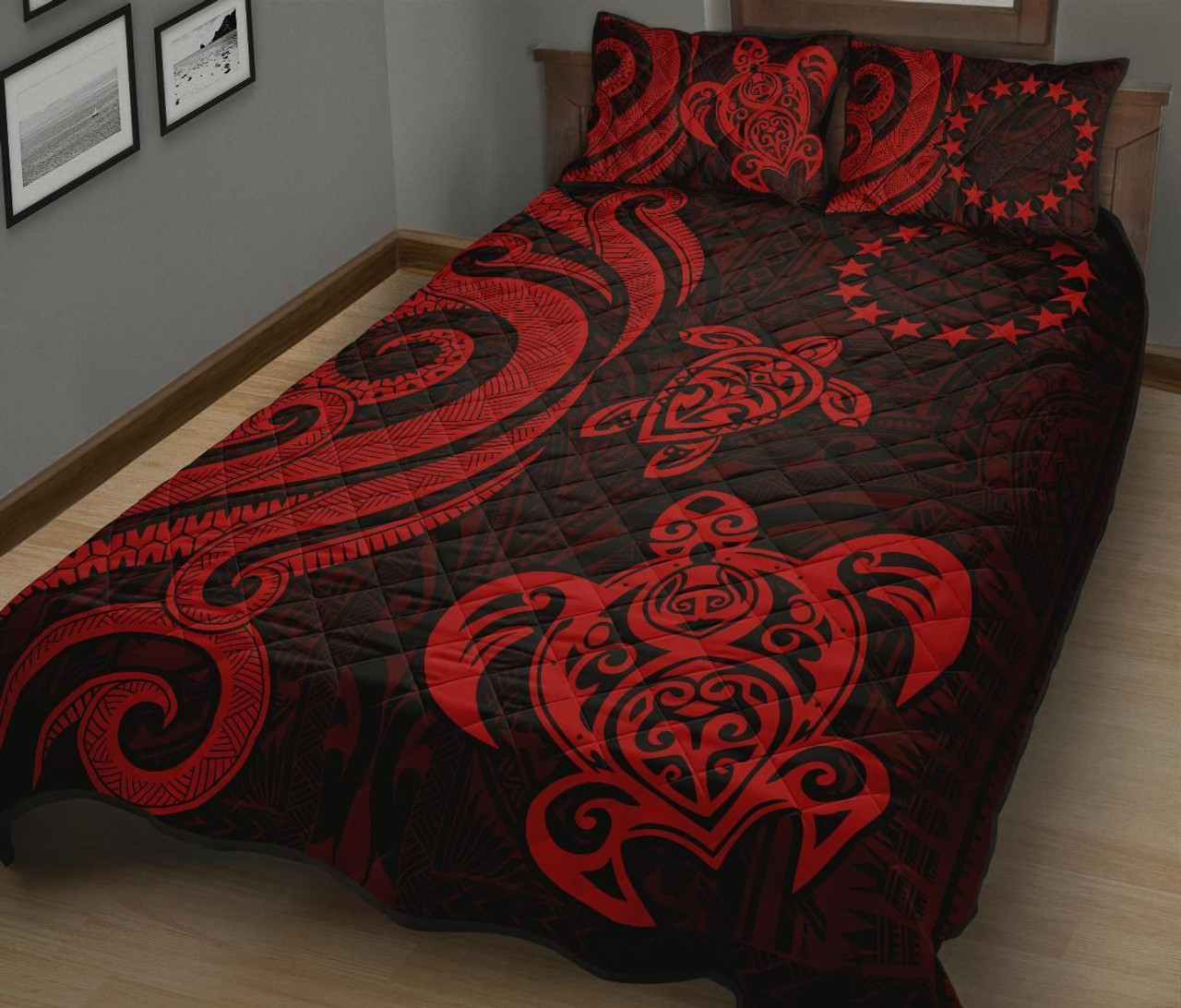 Cook Islands Quilt Bed Set - Red Tentacle Turtle 2