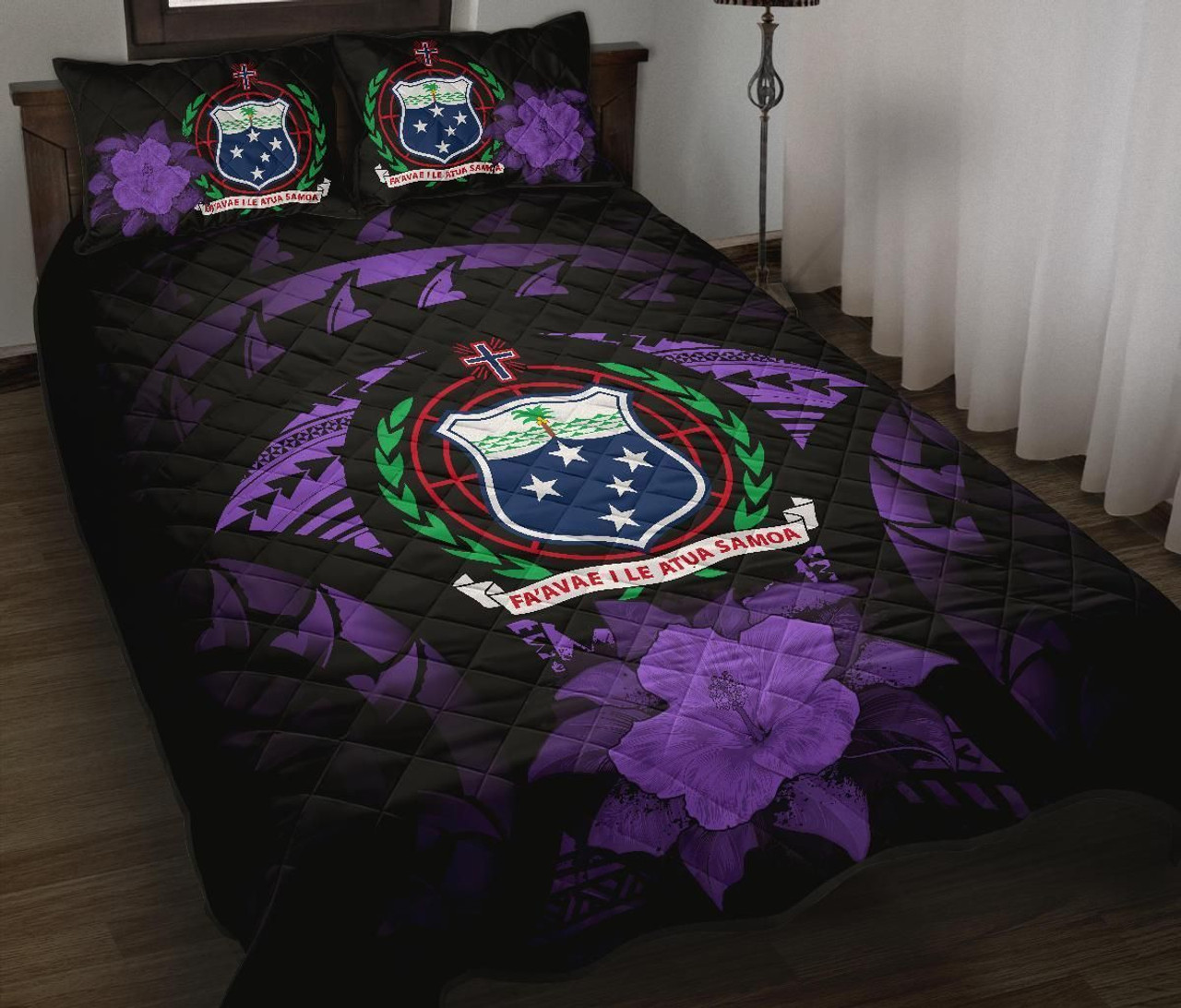 Samoa Polynesian Quilt Bed Set Hibiscus Purple 1